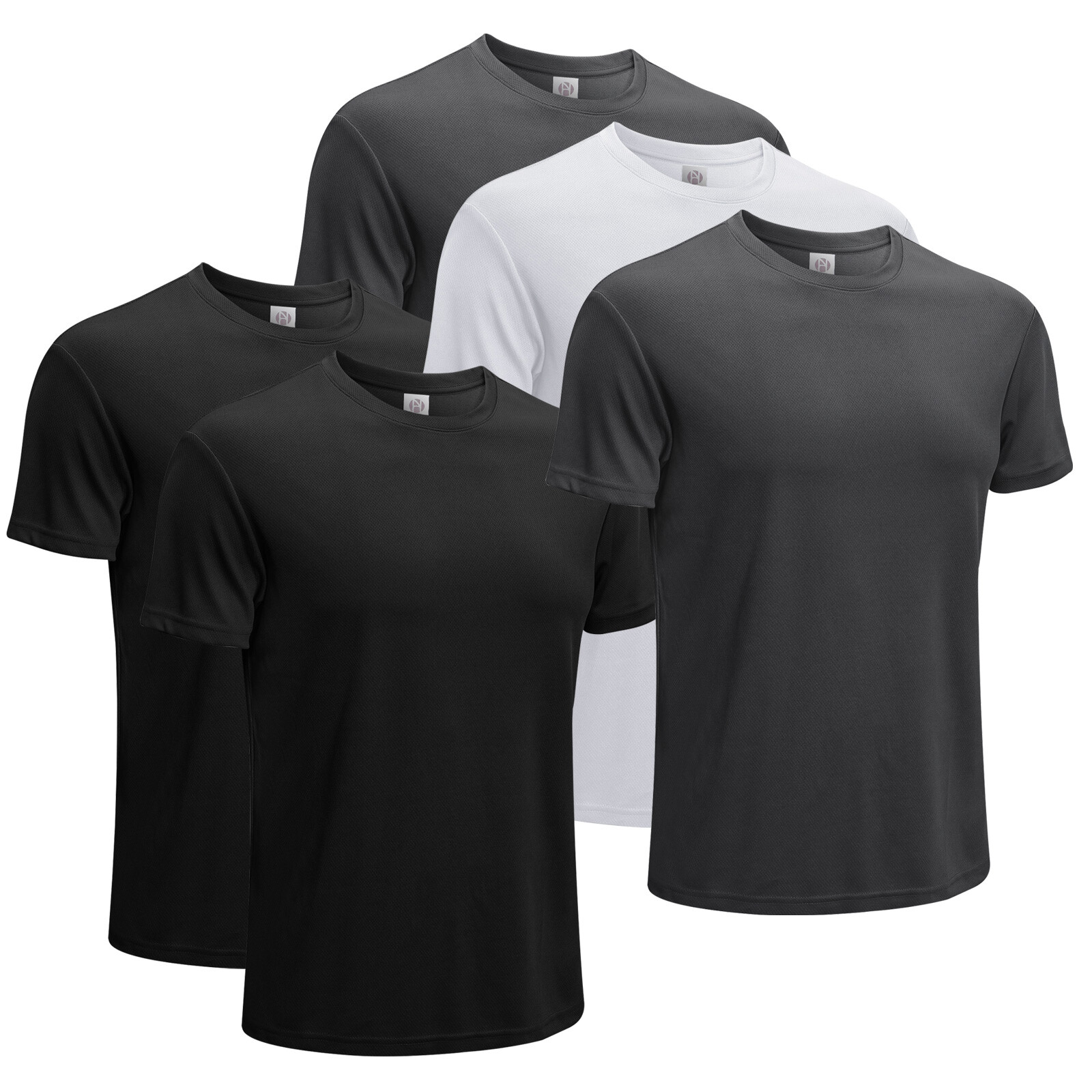5PCS Men’s Sleeve Polyester Sport Shirt Workout Moisture Wicking Gym T-Shirt