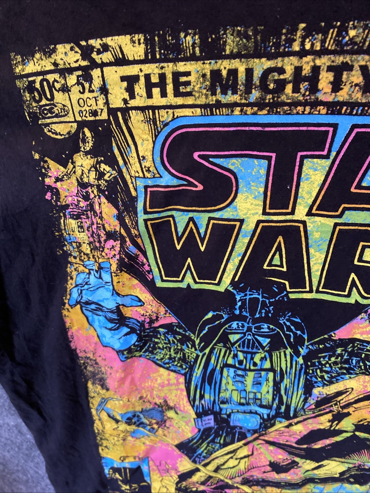 Star Wars “The Mighty Vader” Comic Book Theme Splatter T-Shirt Adult Size Large
