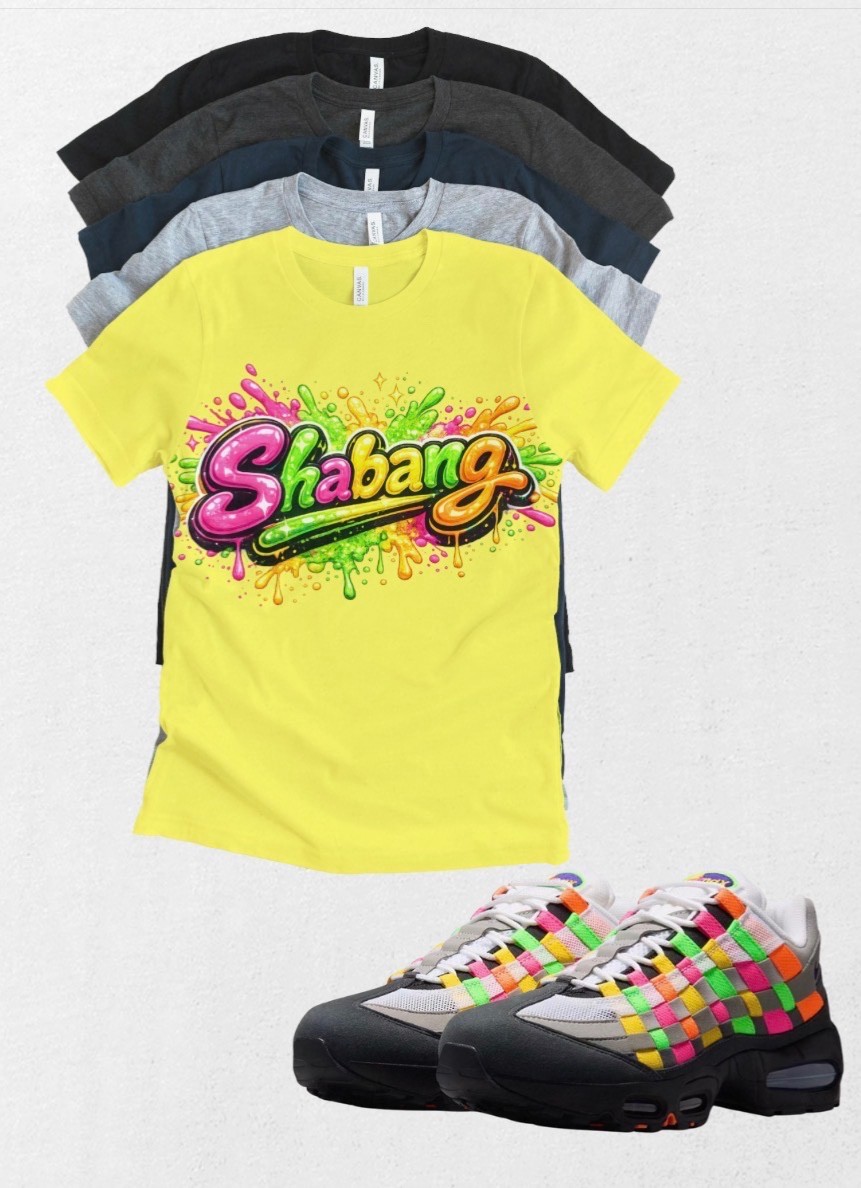 Custom Printed T-shirt To Match Shabang BB Max 95 OG Woven Multicolored Sneaker