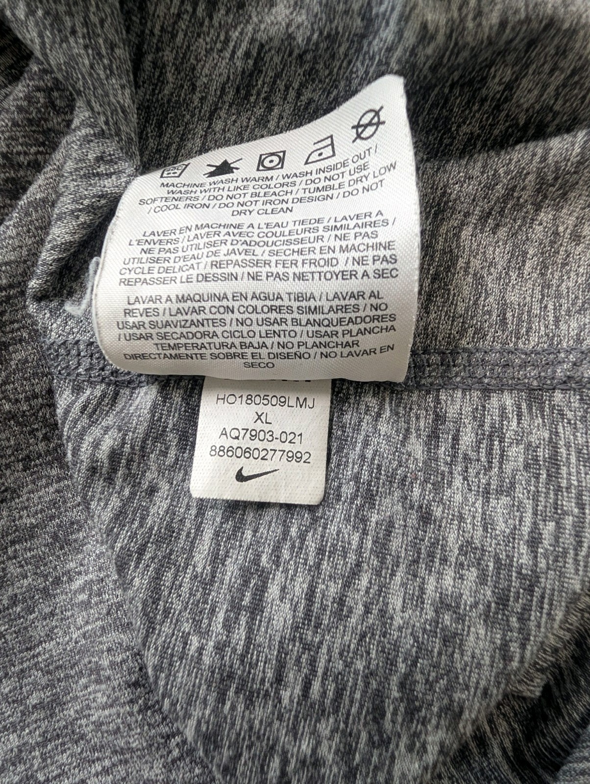 Nike Running Dri-FIT 1/4 Zip Pullover Mens XL Gray Long Sleeve Thumb Holes