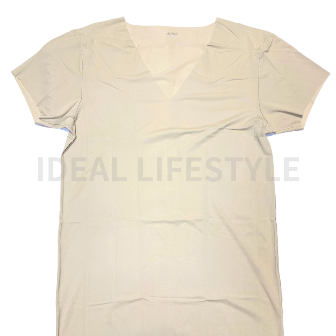 UNIQLO AIRism Mesh Anti-Odor V-Neck T-Shirt S-4XL White/Black/Beige 464308 NWT