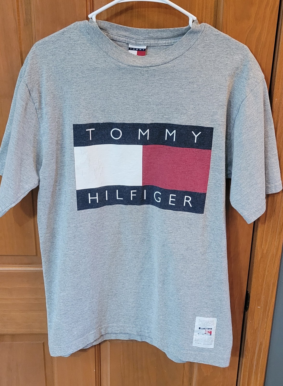 Vintage Tommy Hilfiger T Shirt Mens XL USA Gray *Flawed* See Photos