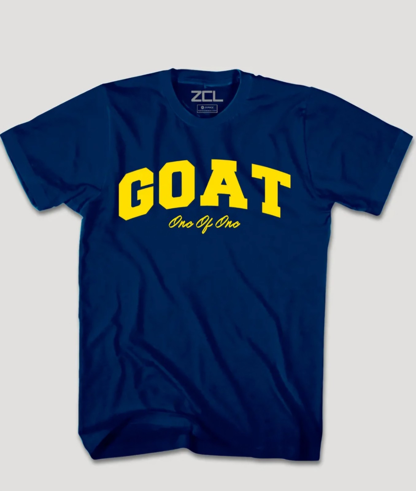 ZCL Blue Yellow “GOAT” One Of One Logo Graphic Tee Men’s Crew Neck Size M