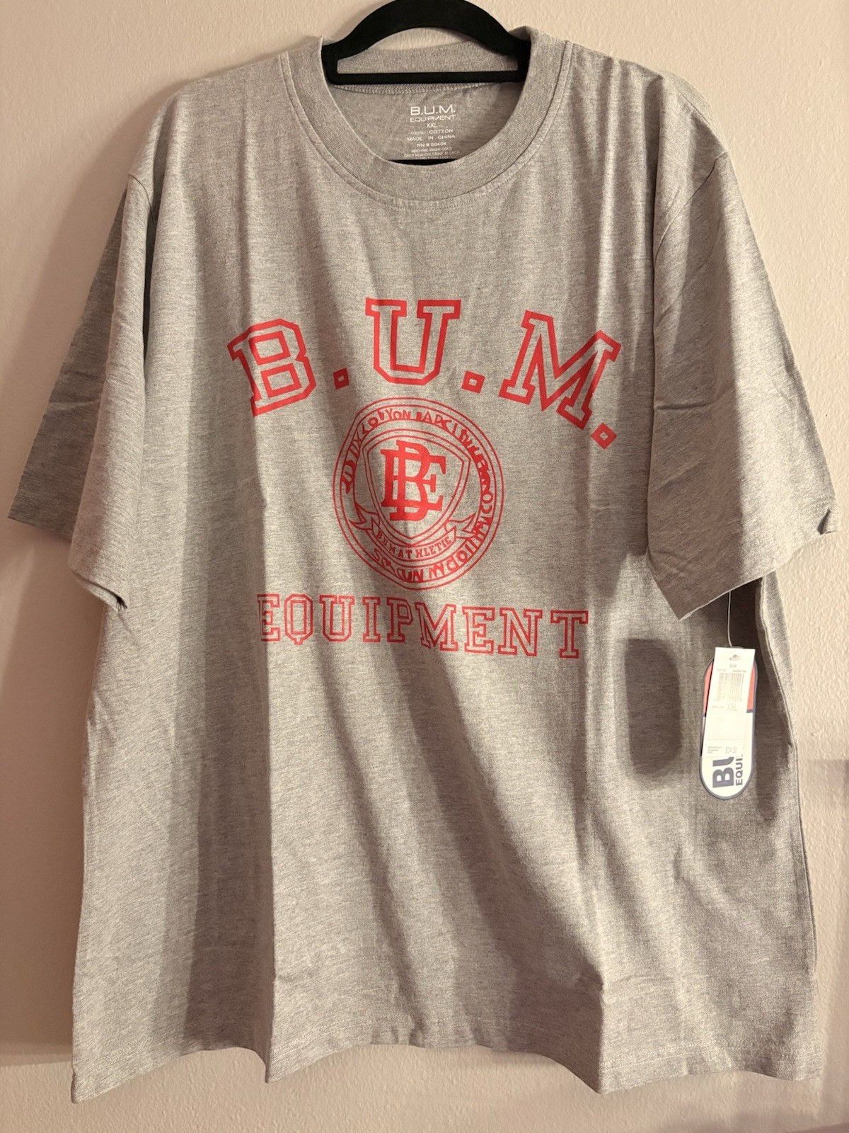 B.U.M. Equipment Men’s Gray Graphic Logo Cotton Crew Neck T-Shirt XXL