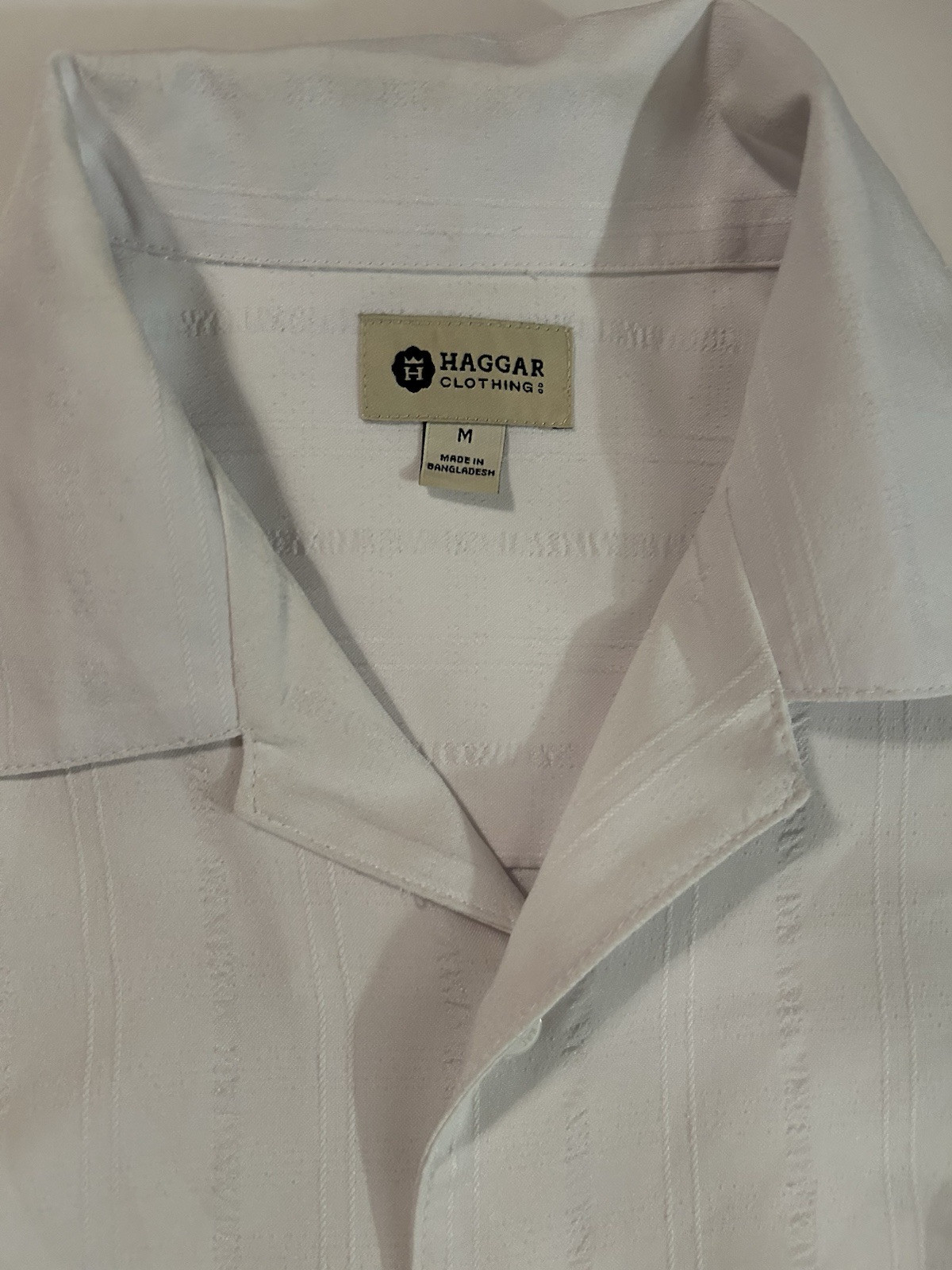 Hagger Clothing White Linen Cotton Summer Beach Shirt Style Shirt Size Medium