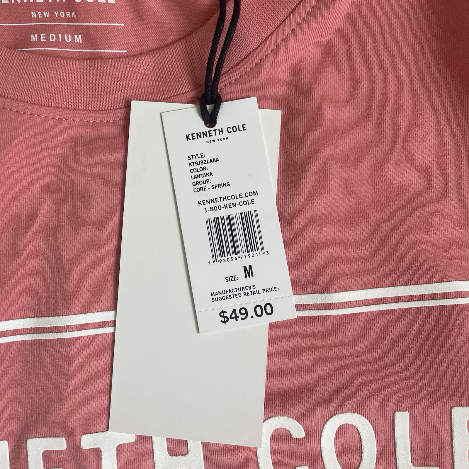 Kenneth Cole Graphic Tee shirt Men’s medium Raised Logo Color Lantana | NEW