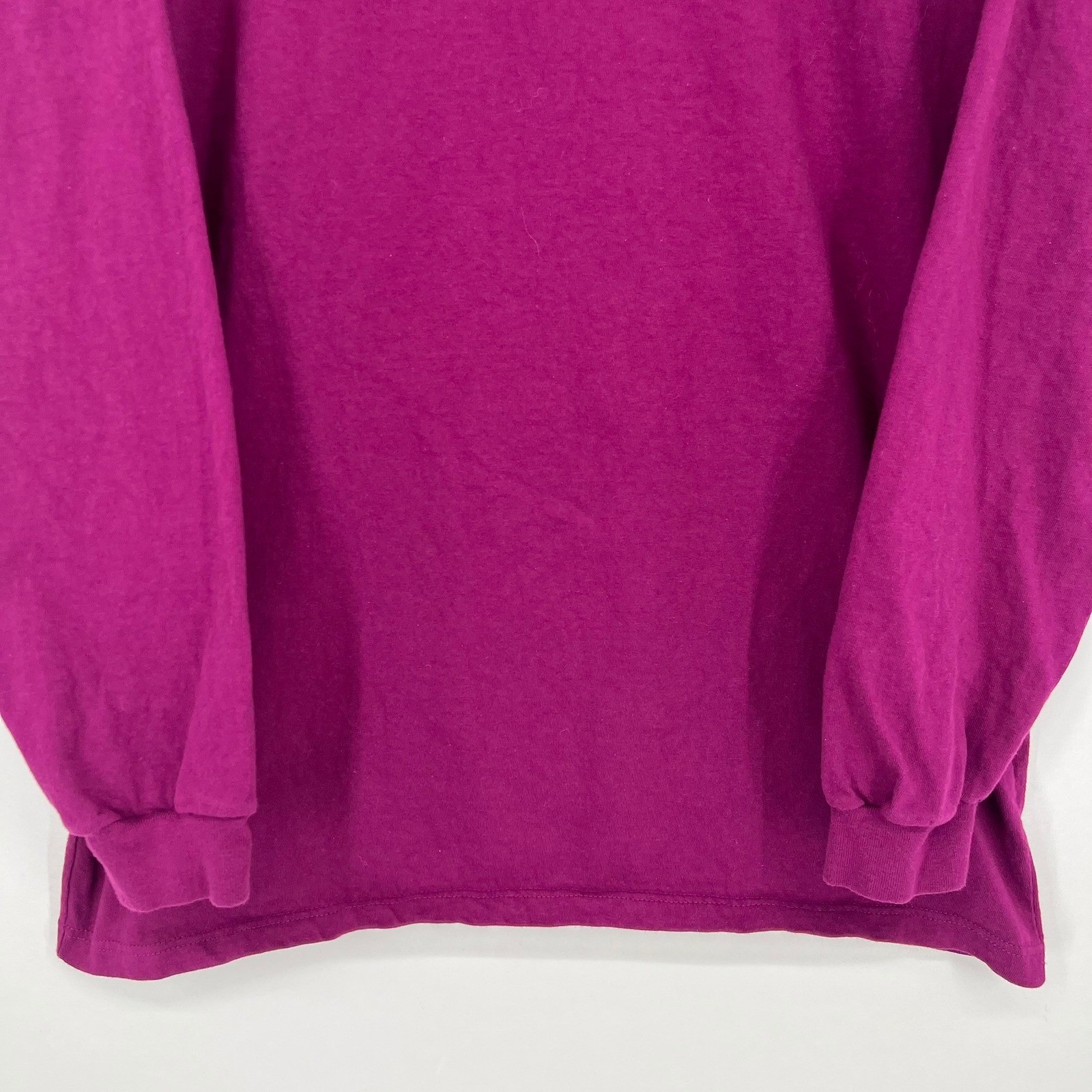 Vintage Hanes Activewear Mens Large Magenta Purple Mock Neck Cotton Shirt USA