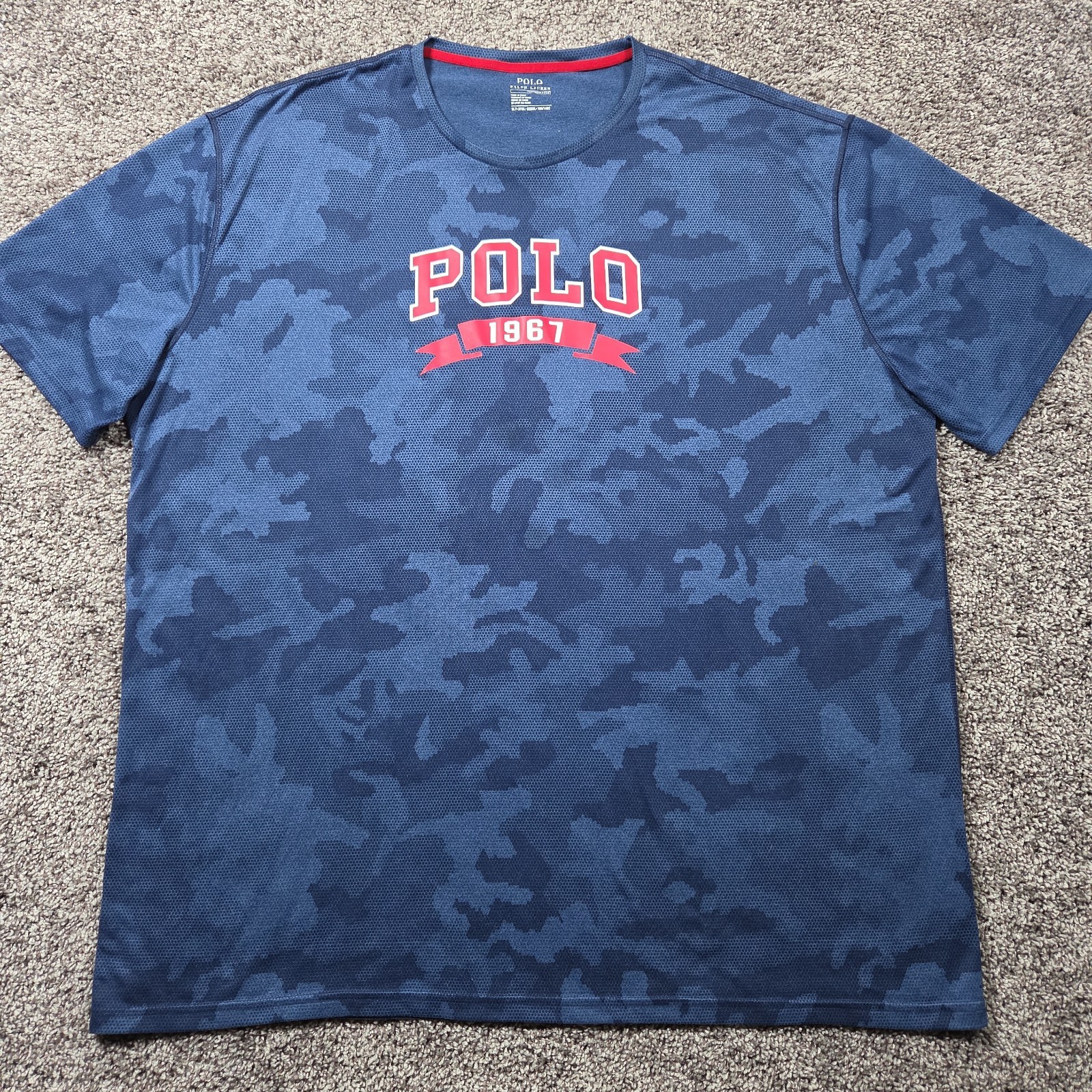 Polo Ralph Lauren Shirt Mens 3XLT Blue Camouflage Performance Short Sleeve Tee