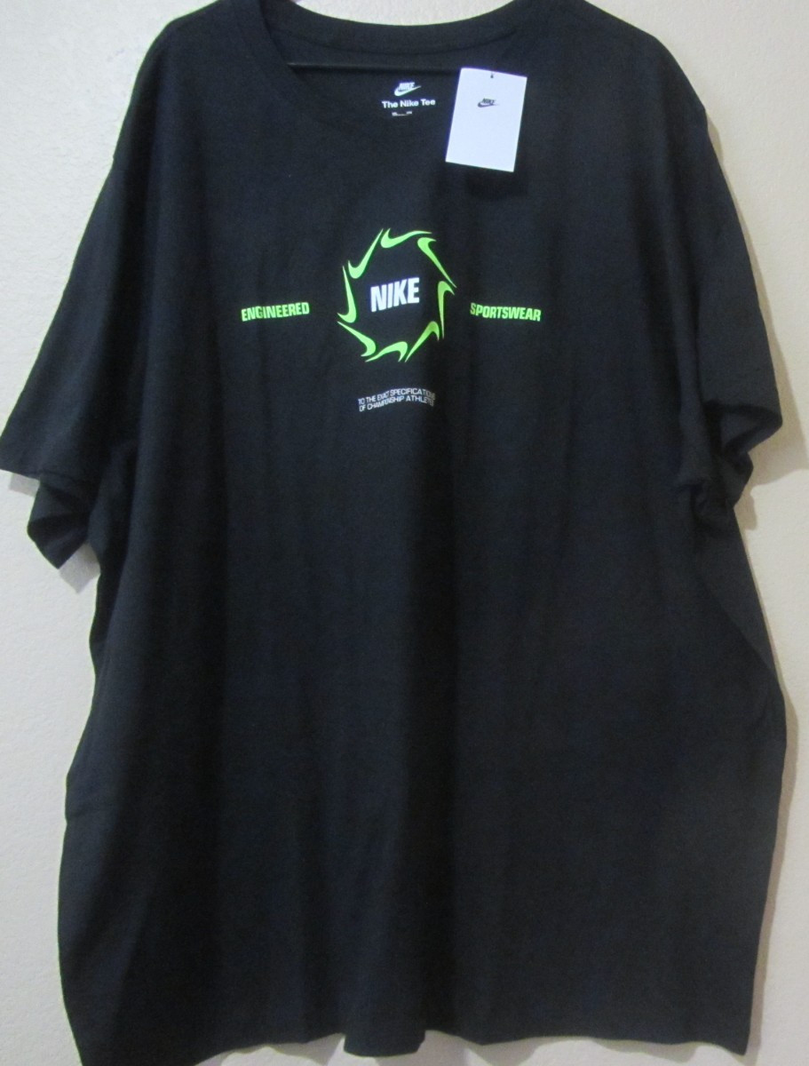 Nike Sportswear Casual T Shirt Mens Size 4XL Black Neon Green NWT