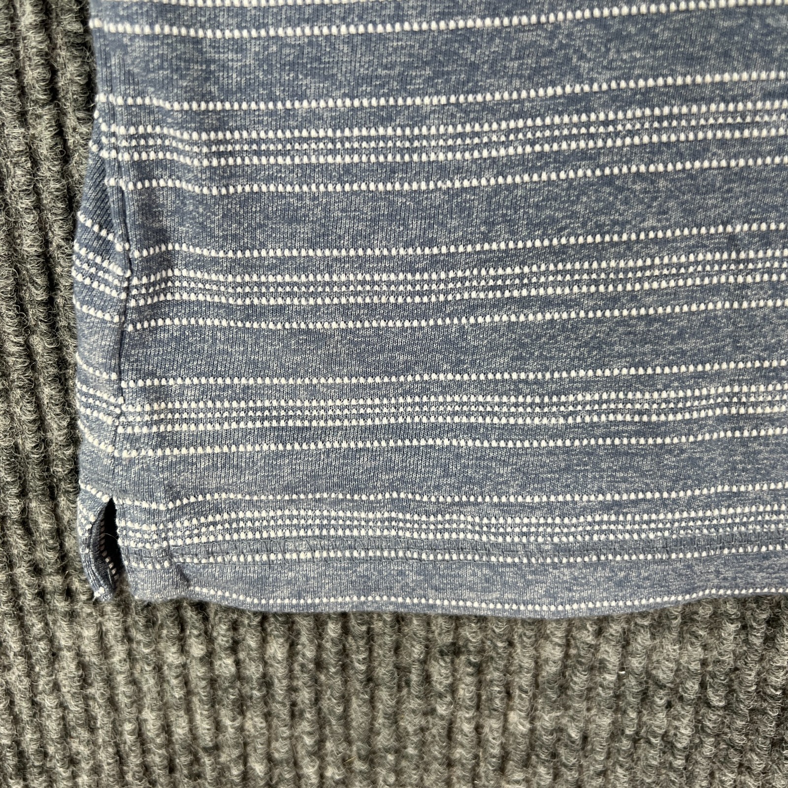Ben Sherman Henley Shirt Mens Large Blue Striped Short Sleeve Casual Comfort