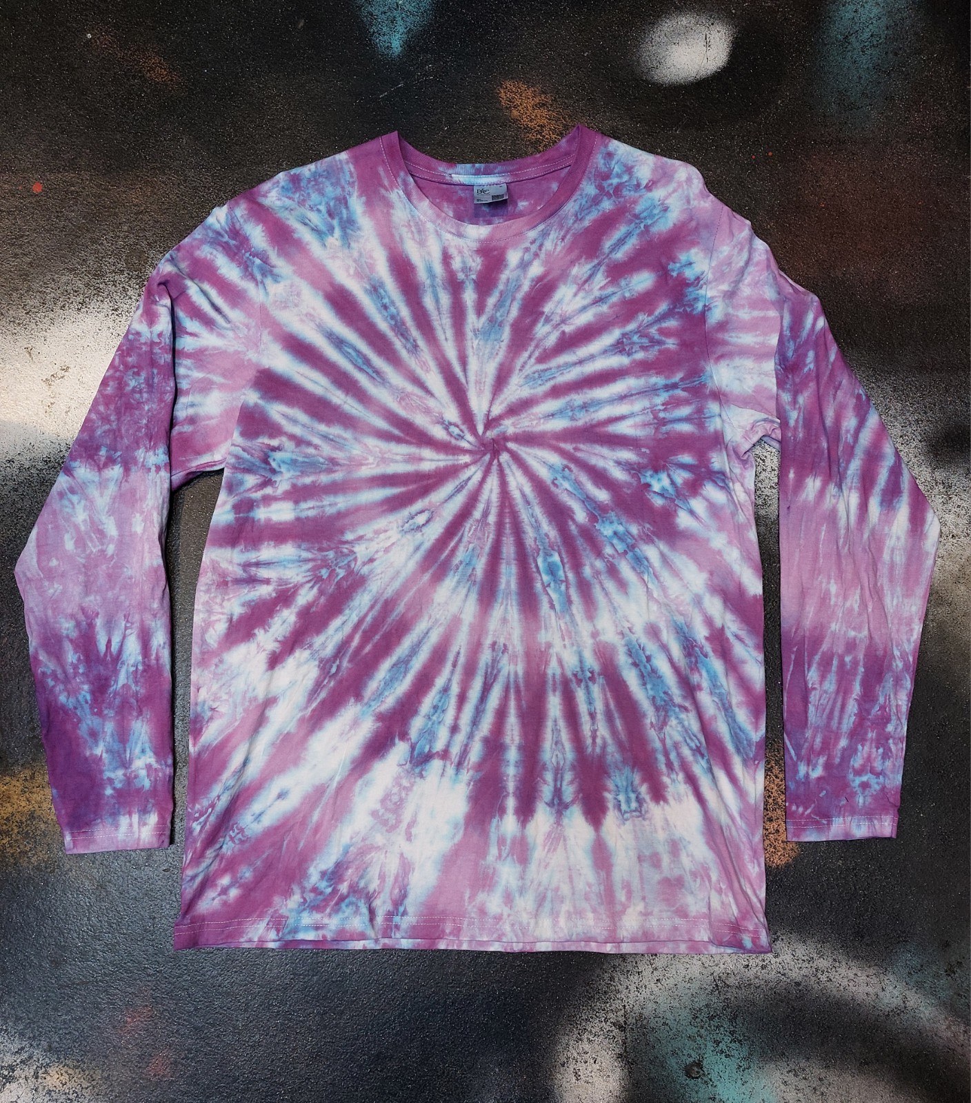 Purple & Lilac Pastel spiral festival tie dye t shirt top Long Sleeve size S-4XL