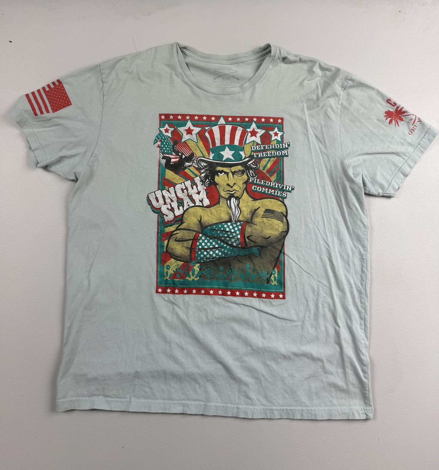 Grunt Style Shirt Mens Green Uncle Slay Graphic Tee Patriotic USA Tagless Read
