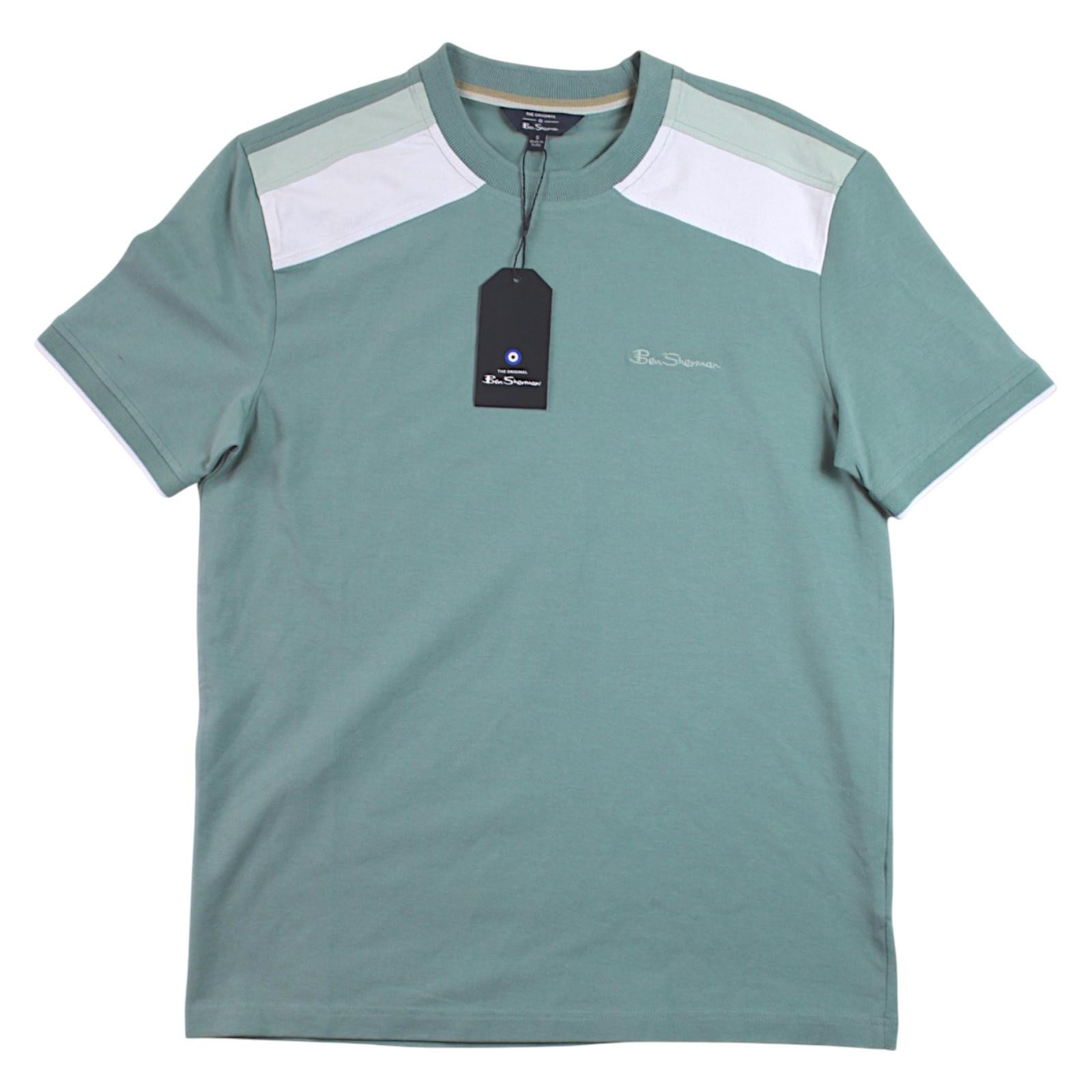 Ben Sherman Shirt Mens S Green Hunter Colorblock Crewneck Stretch Tee $69 NEW