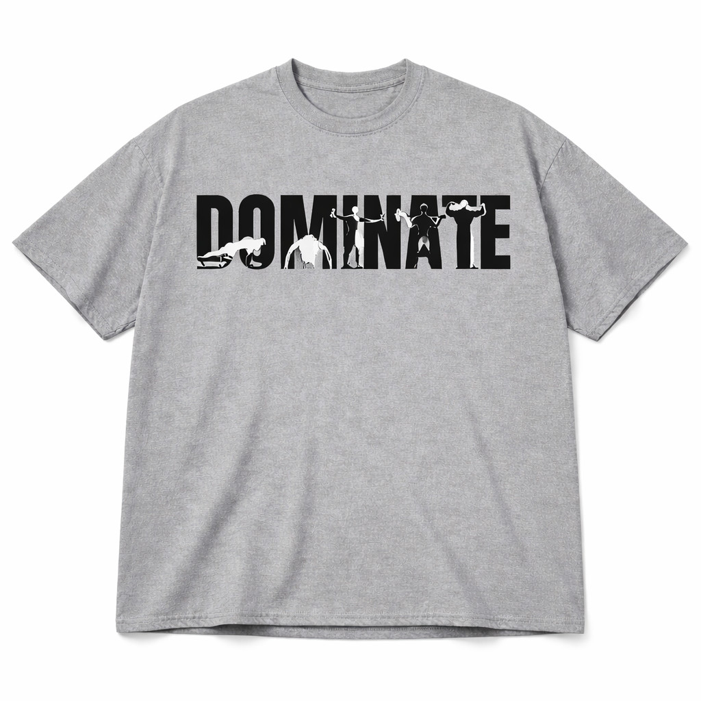 Dominate Gym T-Shirt Men Workout Fitness Bodybuilding Oversized Cotton Tee