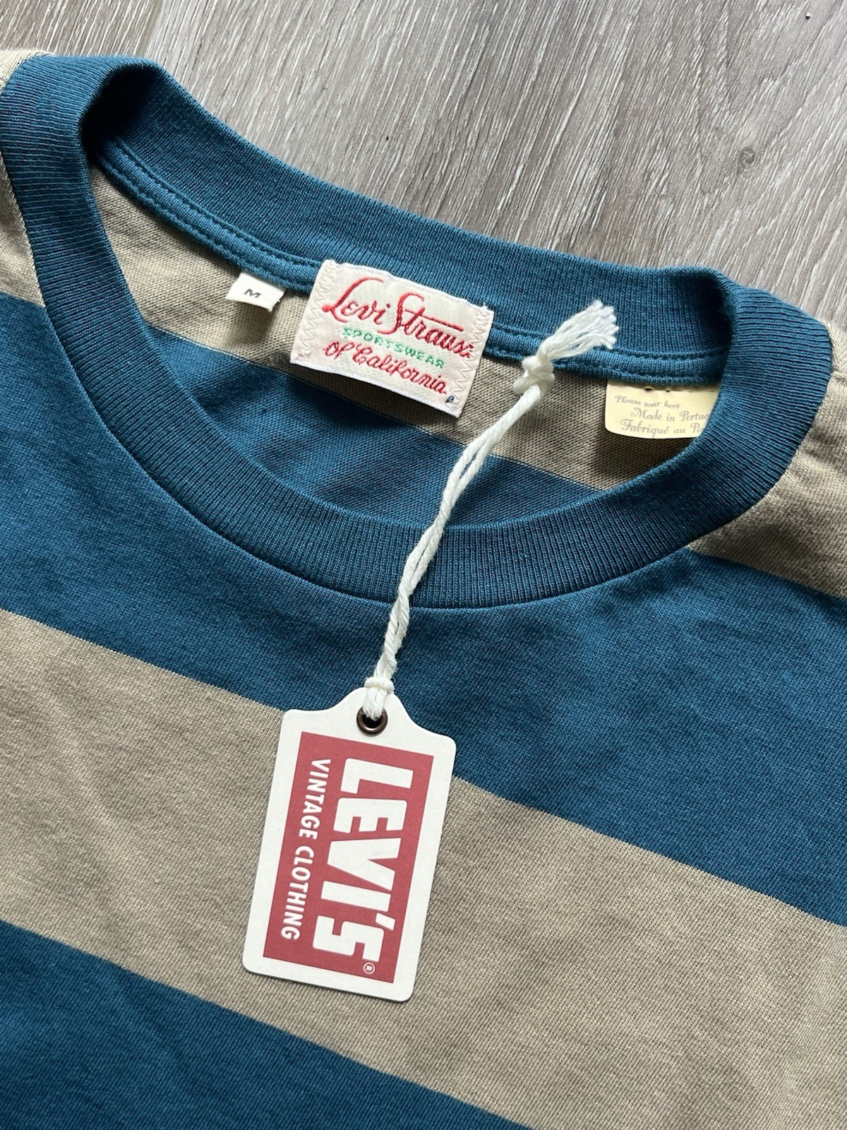 LEVIS VINTAGE CLOTHING LVC 1940’S SPLIT HEM T-SHIRT STRIPE BLUE/GRAY MEDIUM NWT