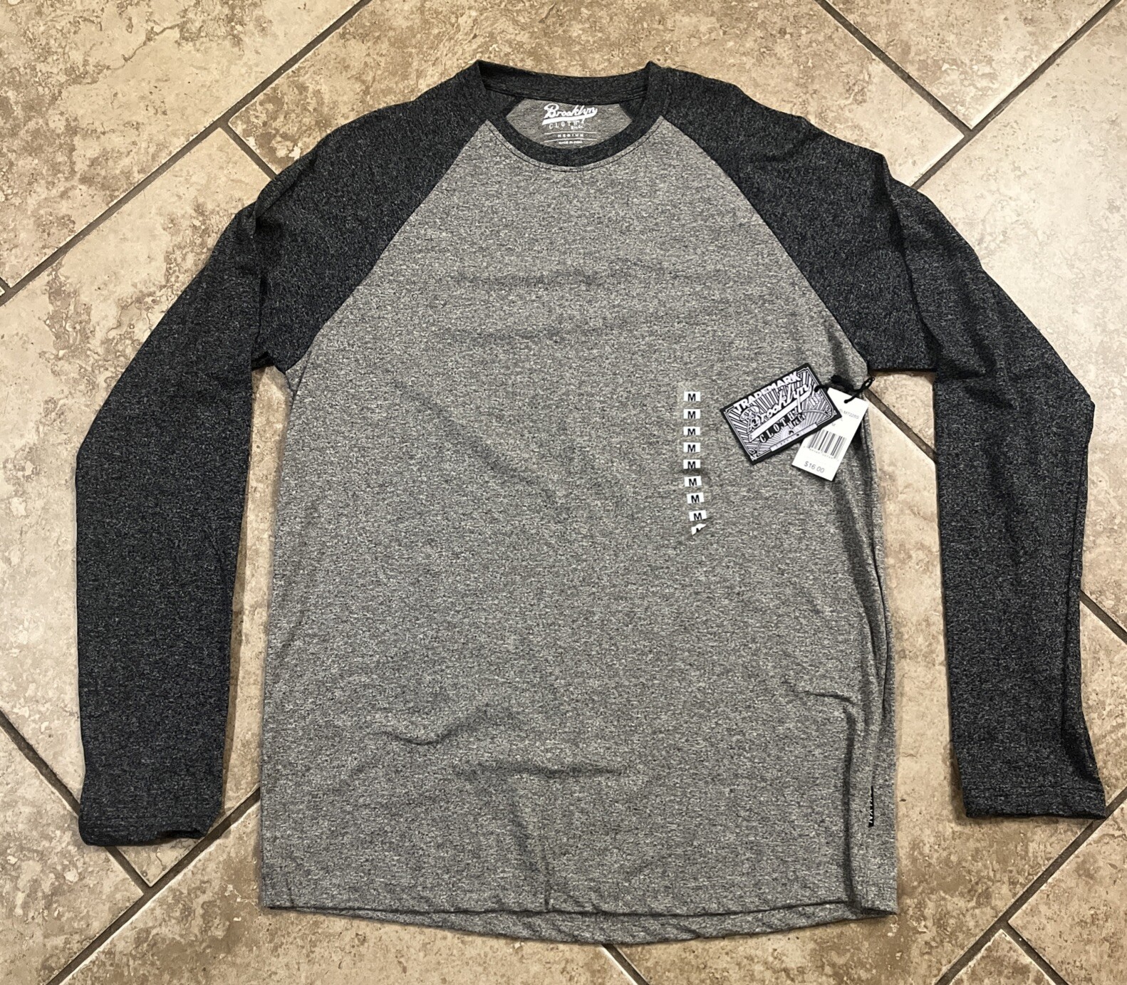 Brooklyn Cloth Shirt Men’s Medium Gray Long Sleeve T-Shirt Crew NWT
