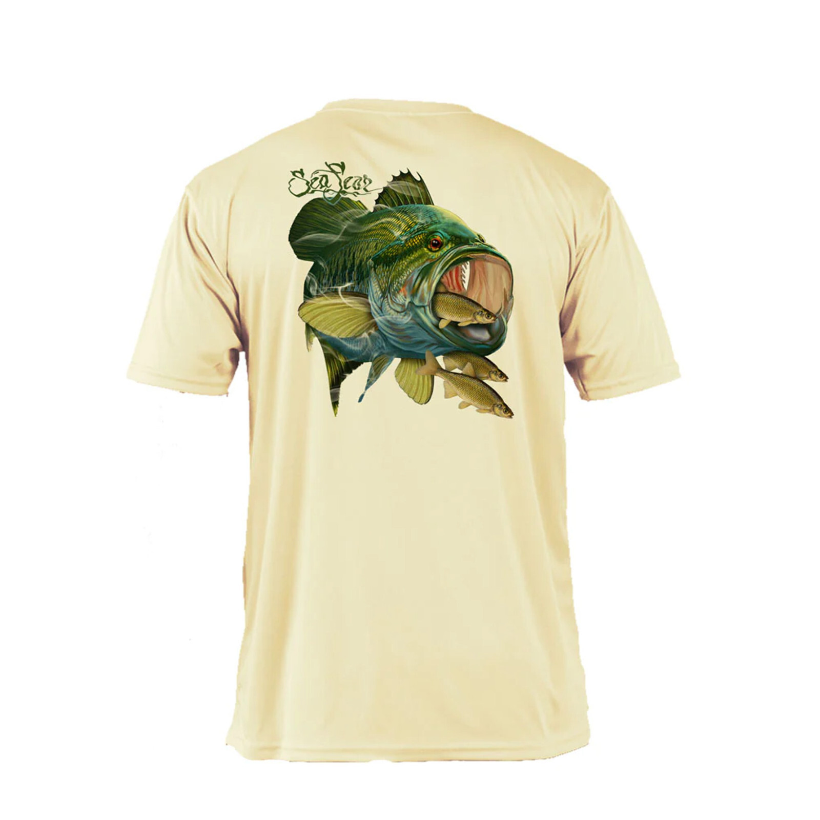 Sea Fear Men’s 50+ UPF Short Sleeve Rash Guard Scuba Diving, Large Mouth Bass, P