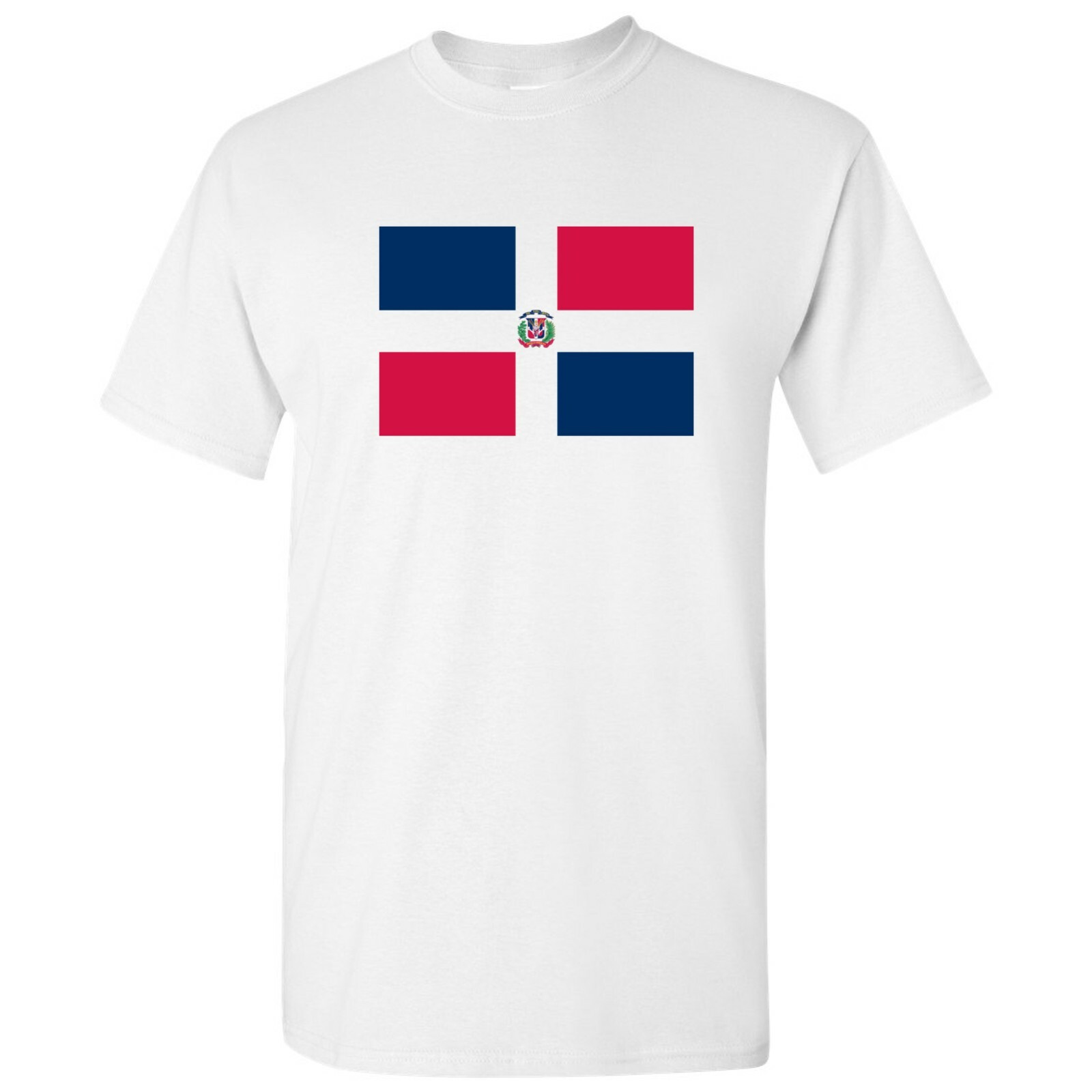 Dominican Republic Latin American Flag Basic Cotton T-Shirt – White