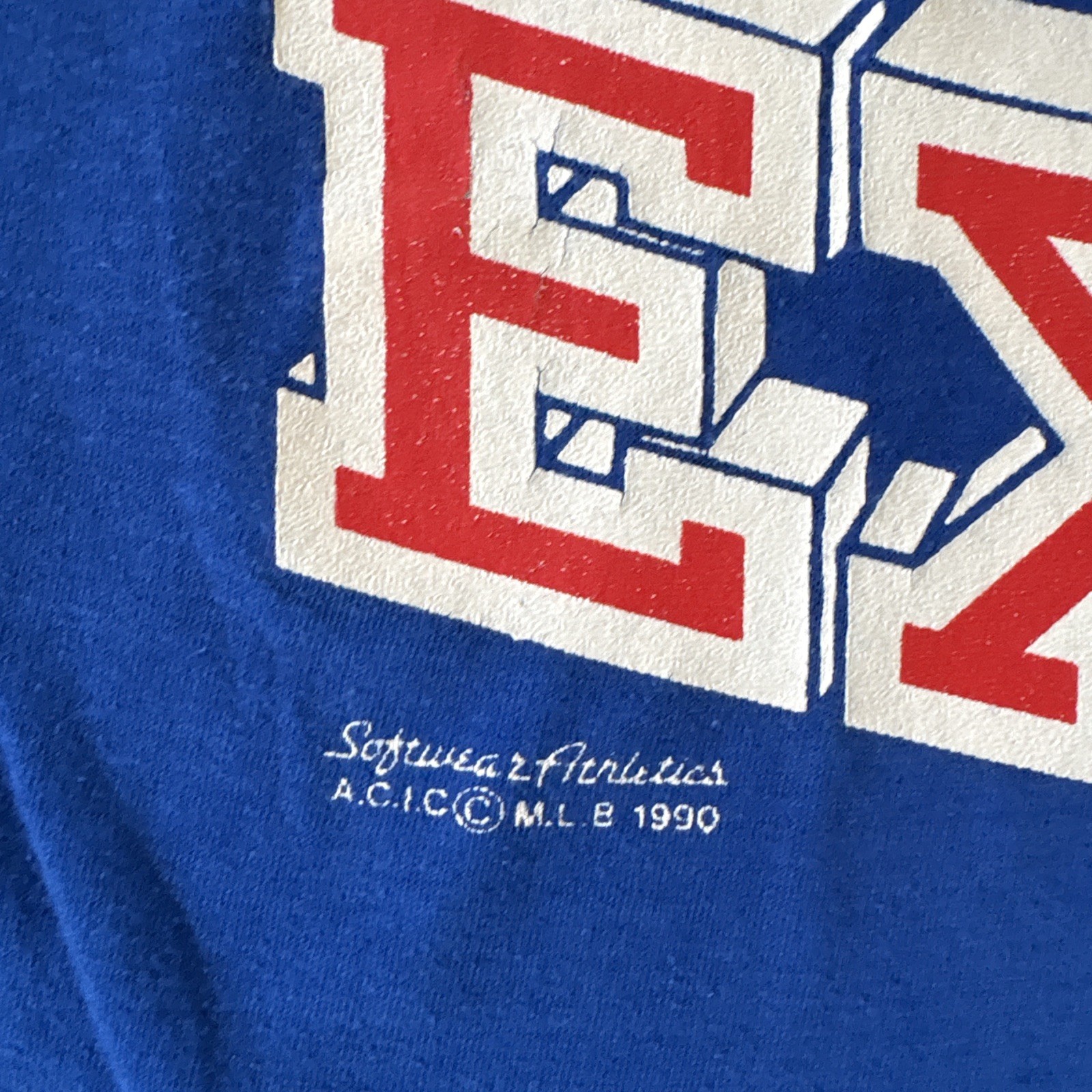 Vintage 1990 Montréal Expos Baseball T-Shirt, MLB Baseball Expos Tee Med Blue