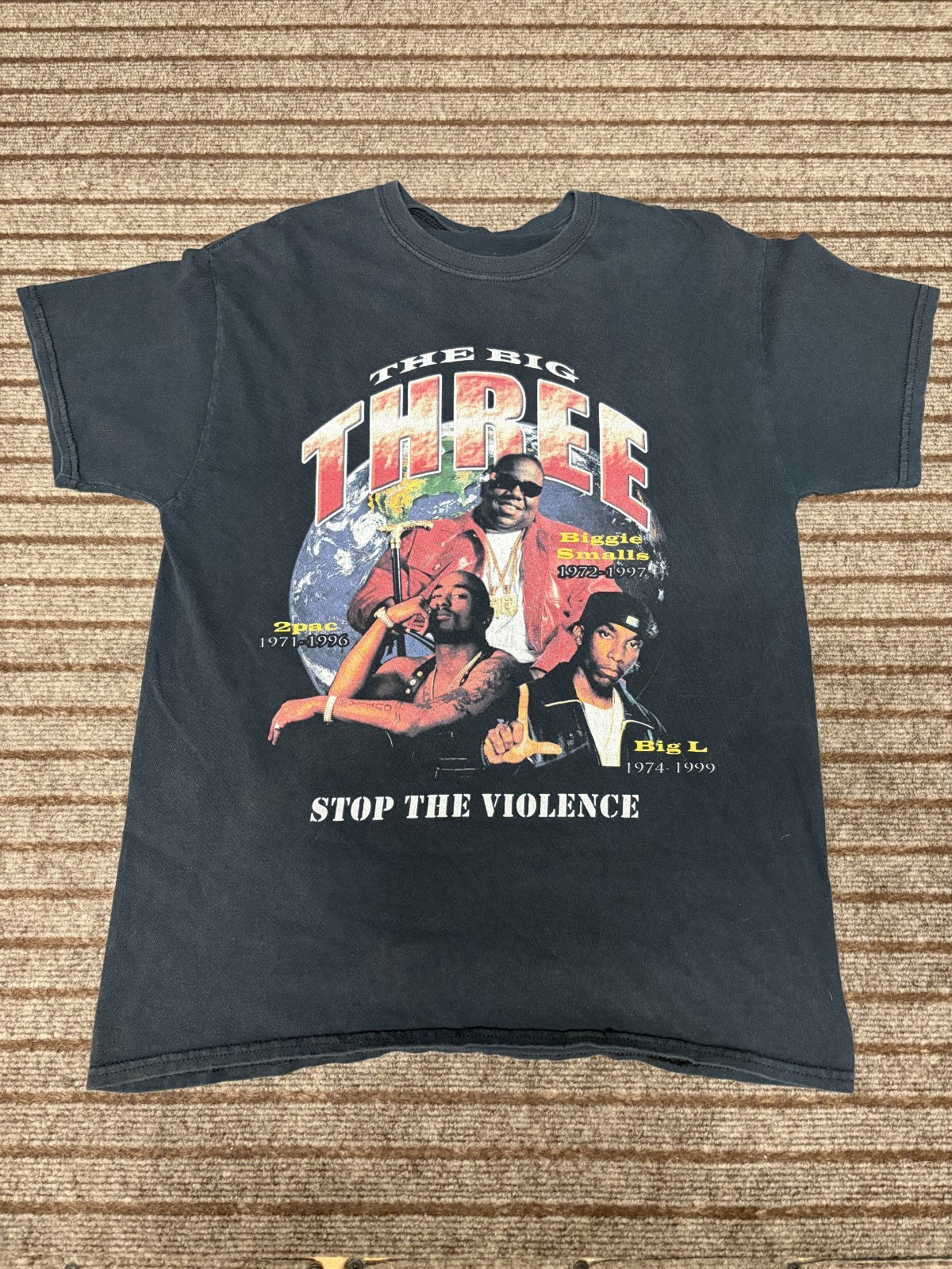 Vintage Tupac Notorious BIG and Big L The big Three stop the violence Mens shirt