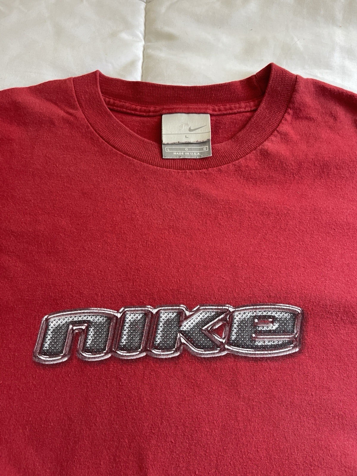Vintage Nike Spell Out Block Letter Long Sleeve Red 90s USA Mens Size Large