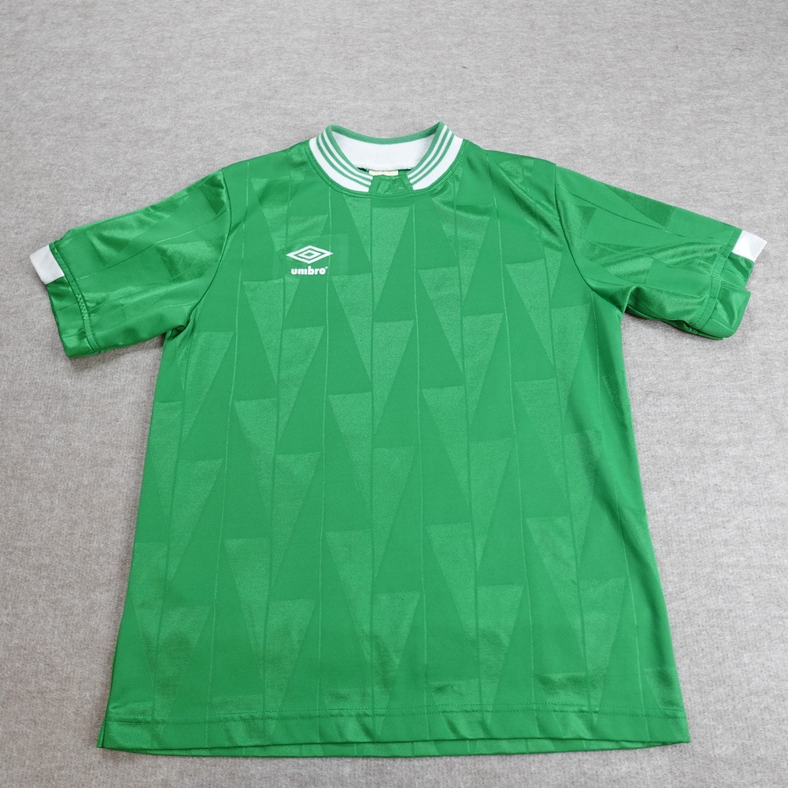 Vintage Umbro Shirt Green Double Sided Satin Made in USA Soccer Football #13