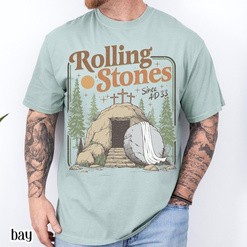 Rolling Christian T-Shirt Easter Clothing Jesus Christ Shirt