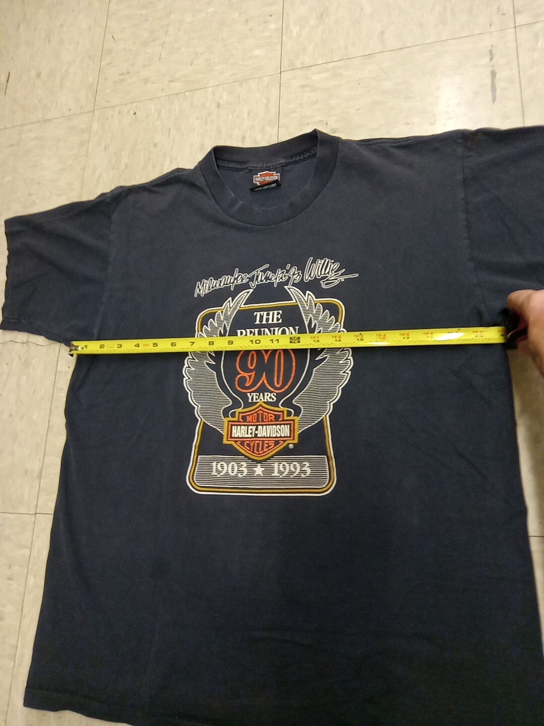 Vintage Harley Davidson 90 Years Reunion T-shirt Holoubek Front Back Print Sz Lg