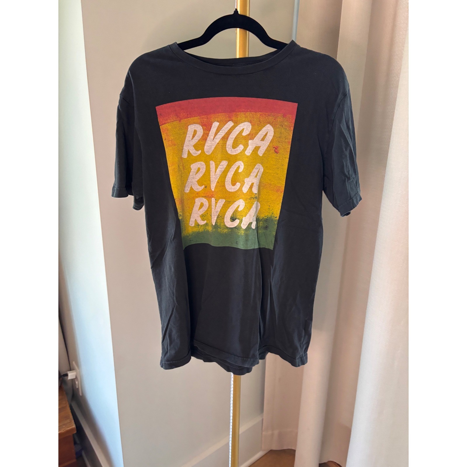 RVCA Artist Network Program Black Rasta Graphic T-Shirt Large ANP Skate Surf