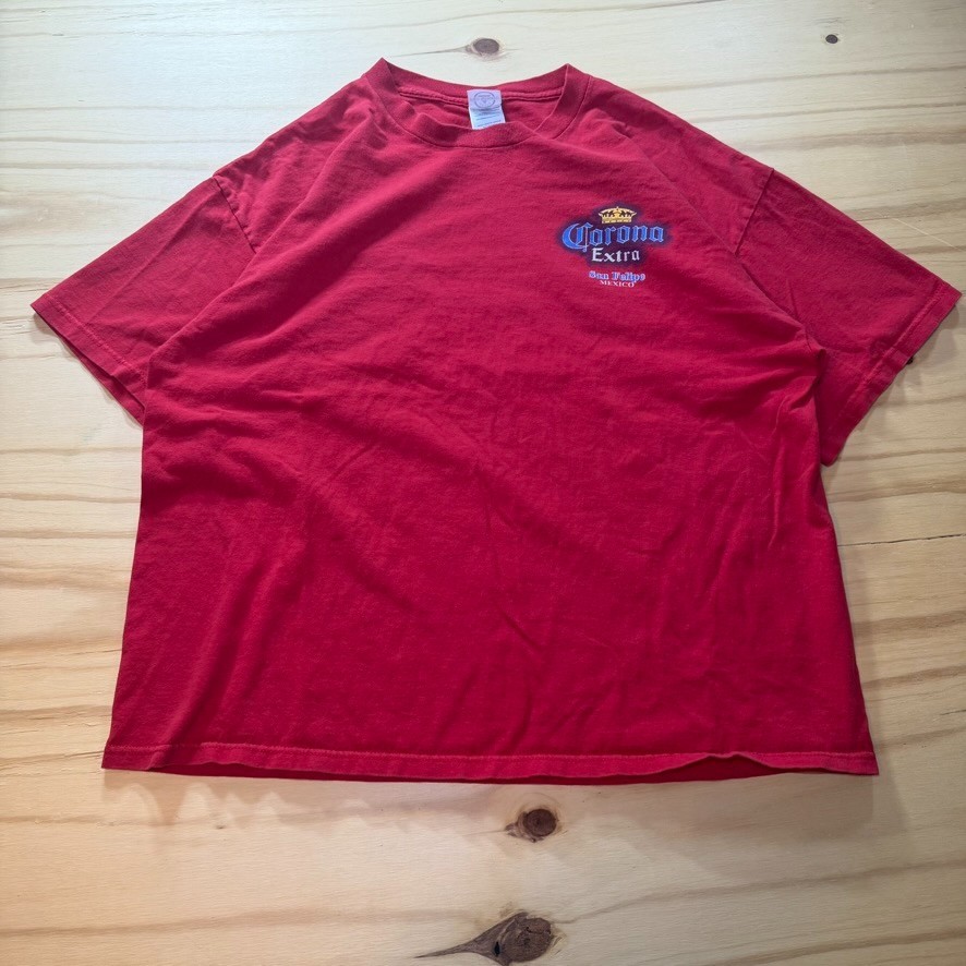 Vintage 2000s Corona Extra Beer San Felipe Mexico Red Graphic T-Shirt Men’s XXL