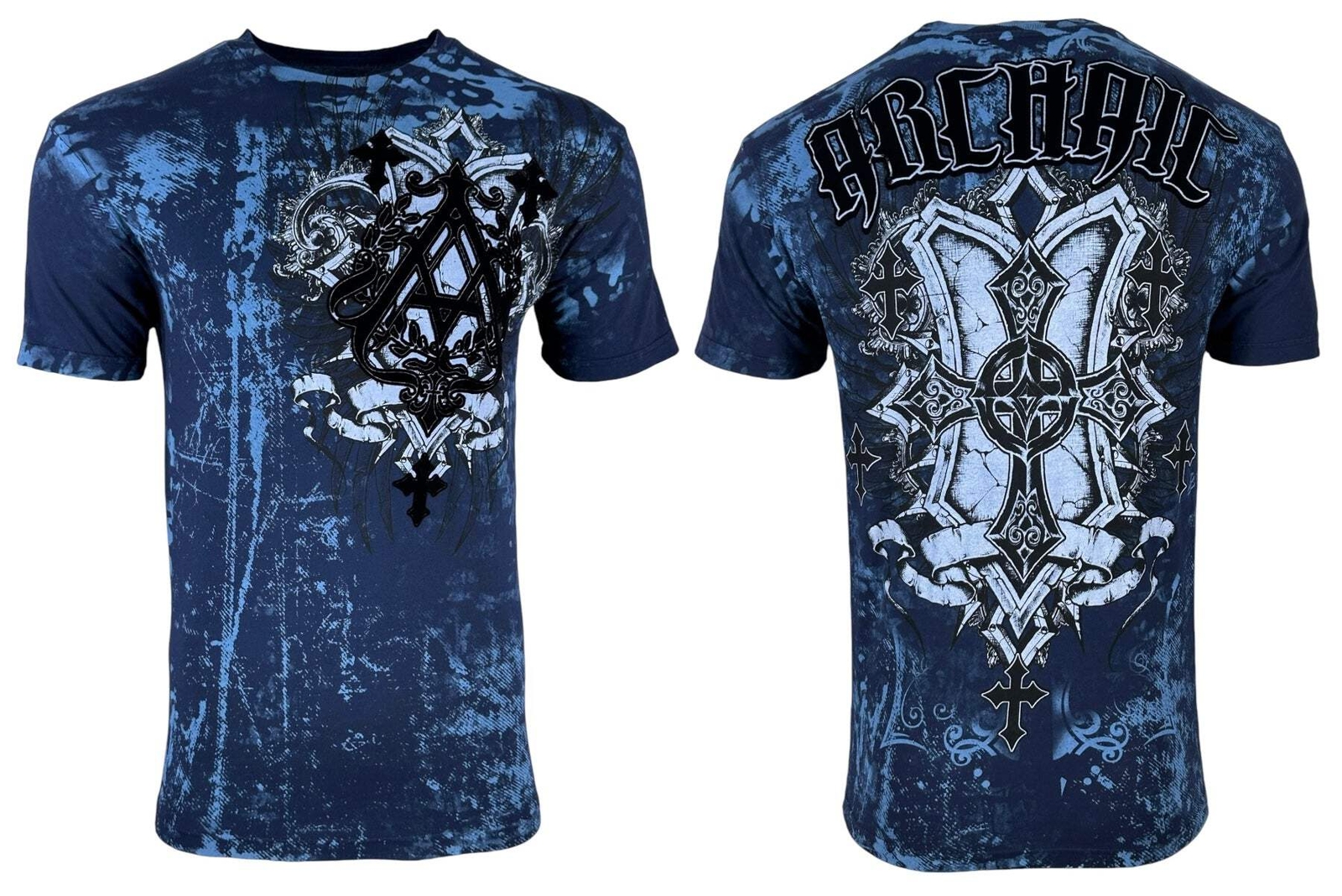 Archaic by Affliction Men’s T-Shirt Helix Biker Cross Y2K S-5XL