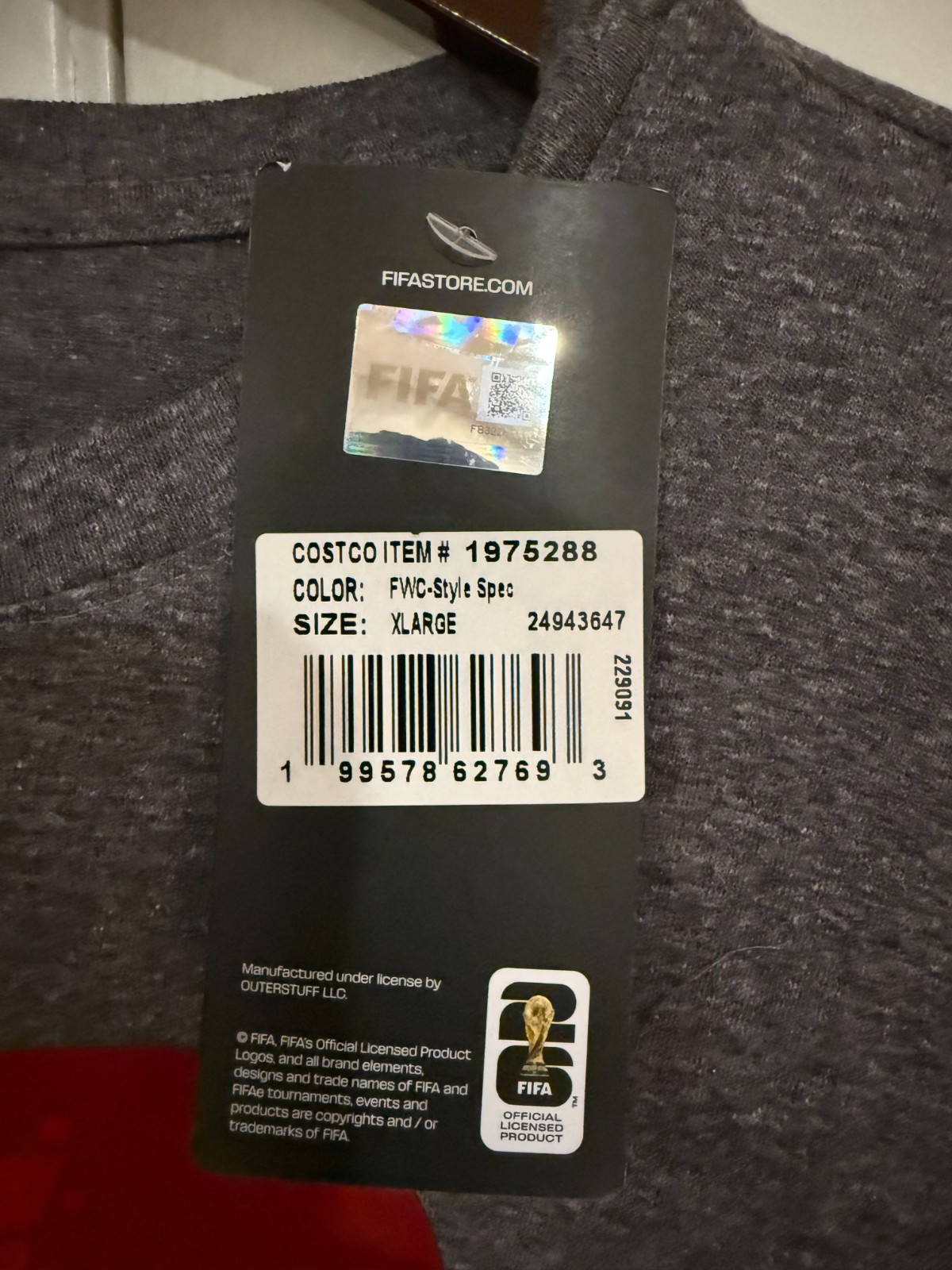 FIFA Official Licensed World Cup T Shirt XL Dark Gray BRAND NEW WITH TAGS!!!!!!