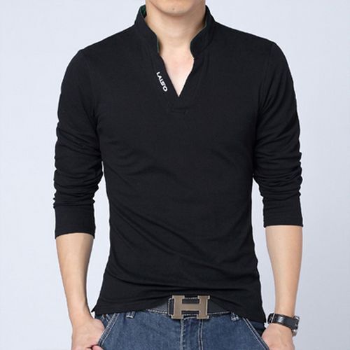 Letter Print Polo Shirt – Men’s Long Sleeve Slim Fit Tees Hip Hop Top Fashion