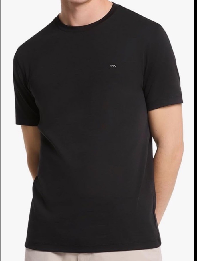Michael Kors Crew Neck Logo Black 100% Cotton Casual Short Sleeve Sz L