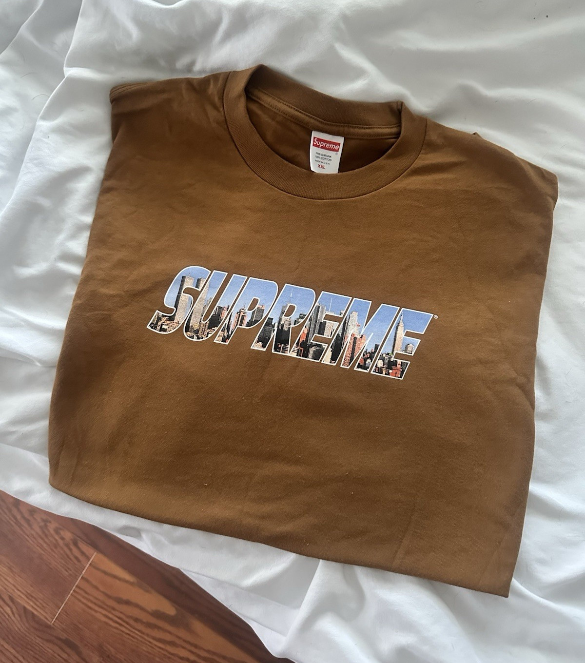 Supreme Gotham Tee Brown Graphic Logo T-Shirt Size XXL