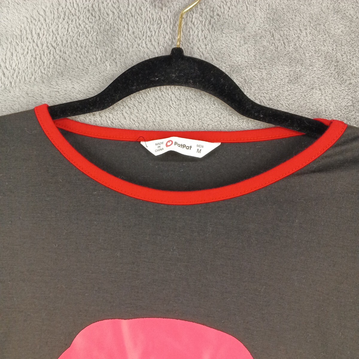 PATPAT Christmas “Santa Hat” Long Tee Men MEDIUM Knit Casual Holiday Black Red