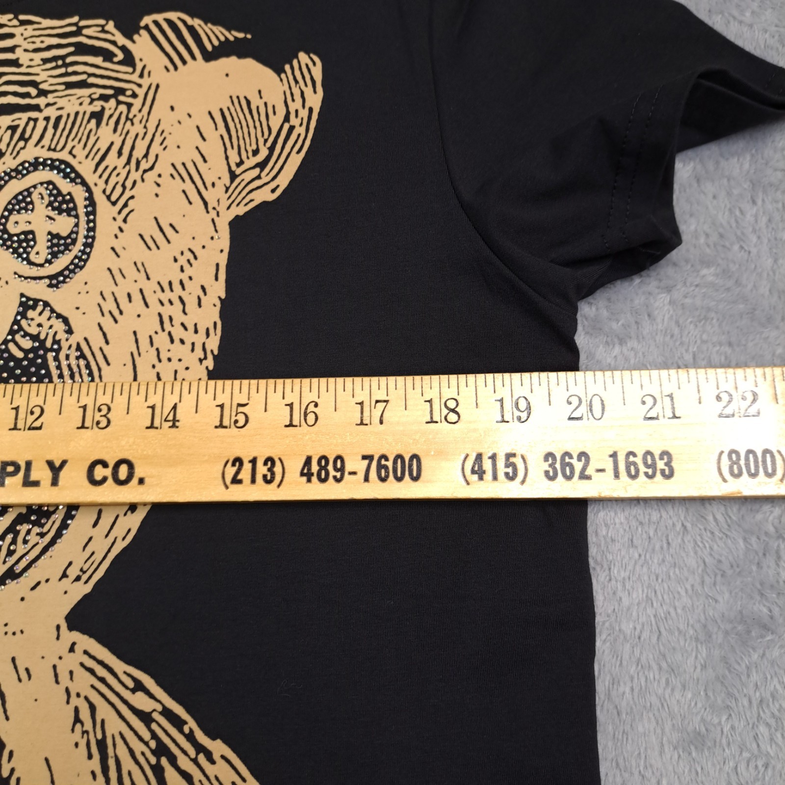 Heads Or Tails T-Shirt Size M Black Rhinestone Teddy Bear Goth Grunge Bling