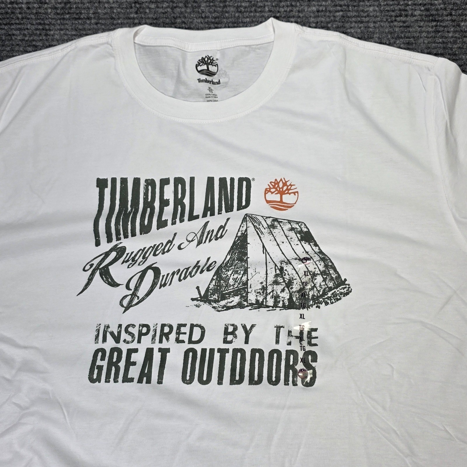 Timberland Graphic T-Shirt Men’s Size XL White Great Outdoors Logo Cotton NWT