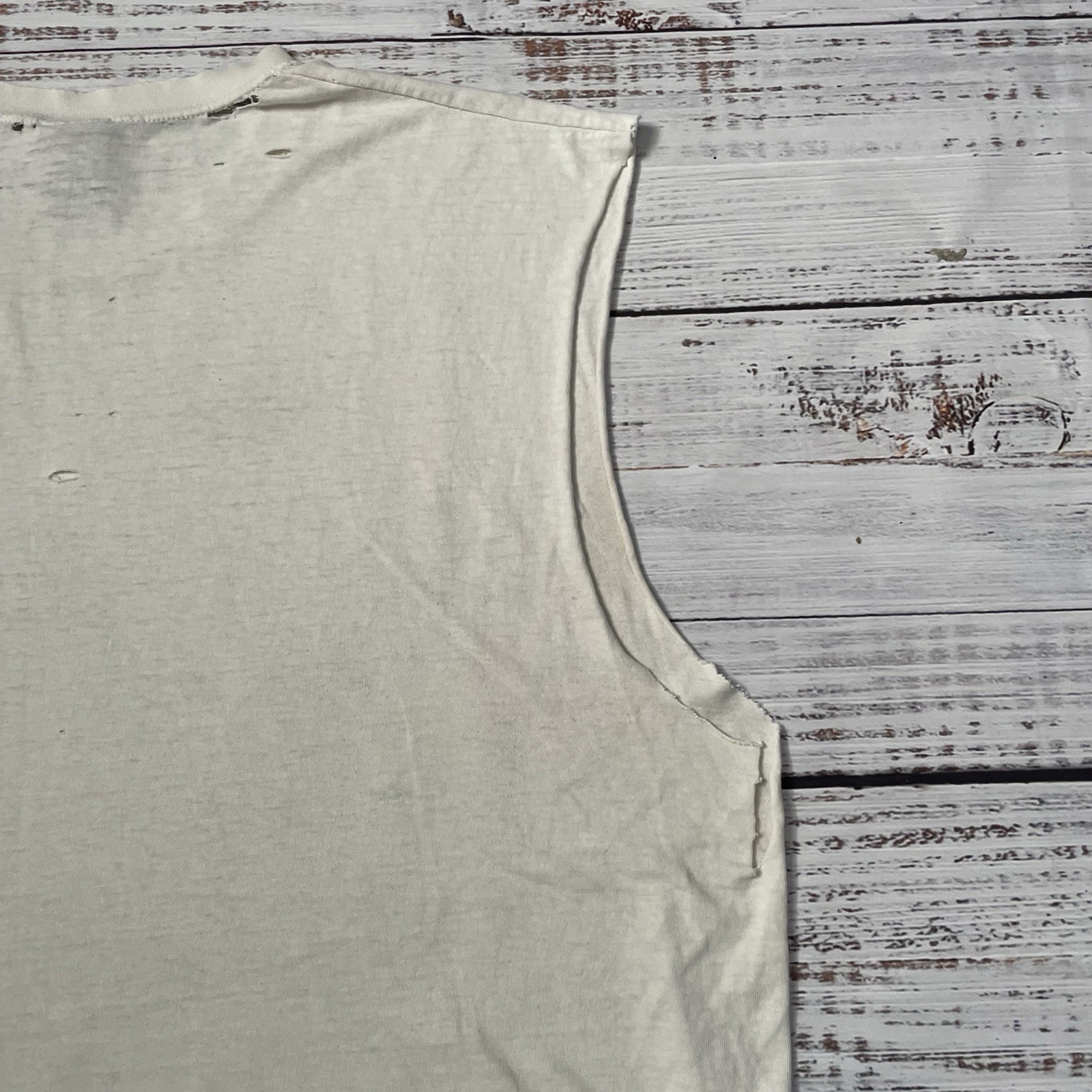 Vintage 90s Taz Looney Tunes Distressed Worn Faded Cut Off White Shirt Adult 2XL
