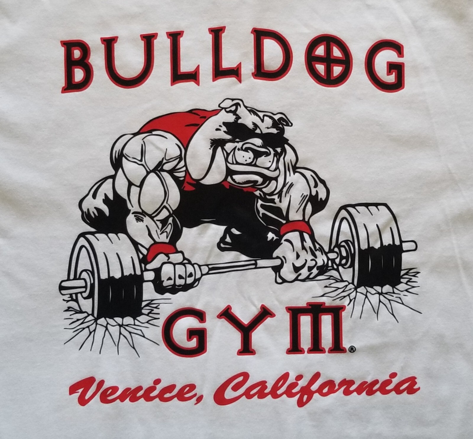 Bulldog Gym Venice Beach California Bodybuilding Muscle Workout Ringer T-Shirt