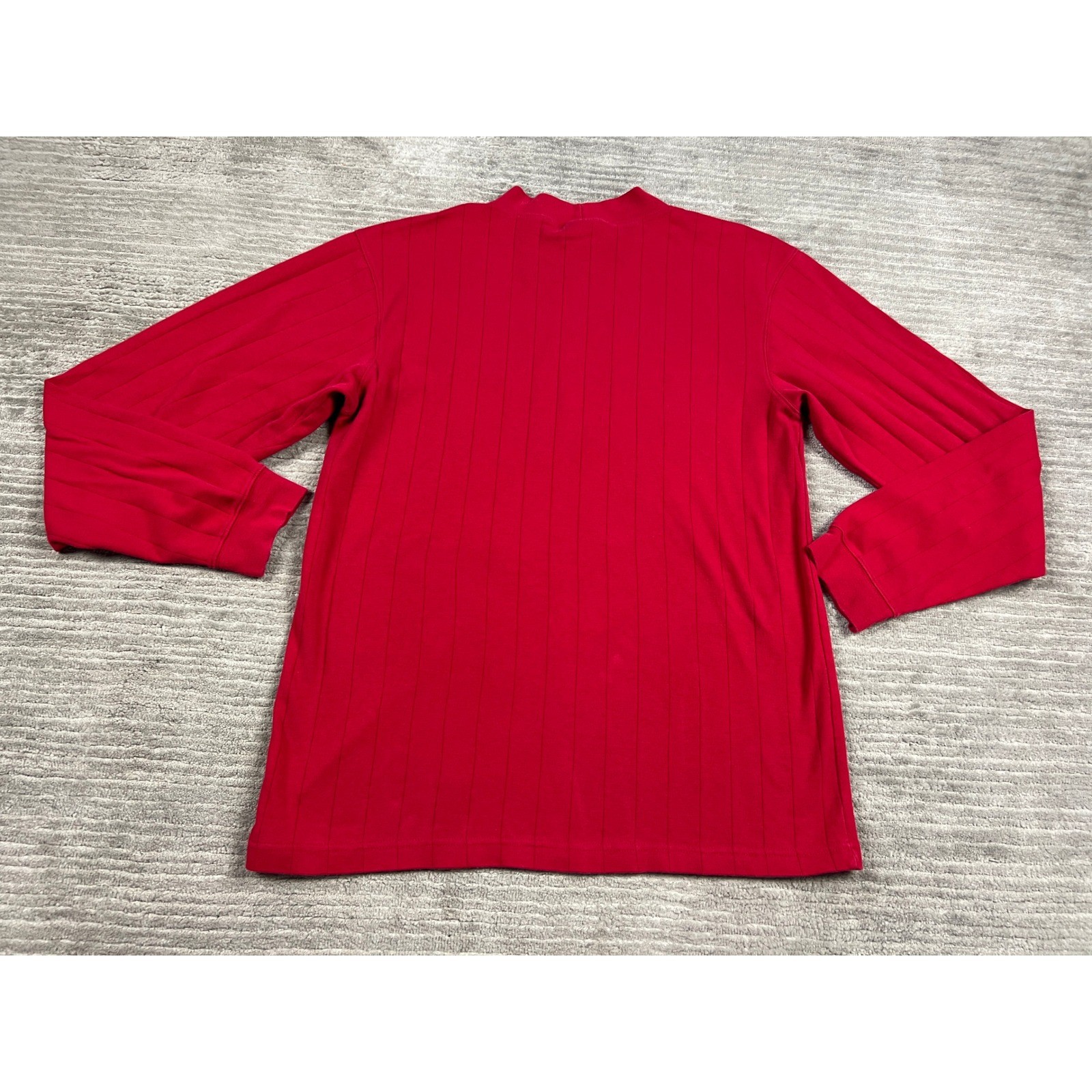 Ivy Crew Shirt Mens XL Red Mock Neck Long Sleeve Vertical Ribbed Knit Casual