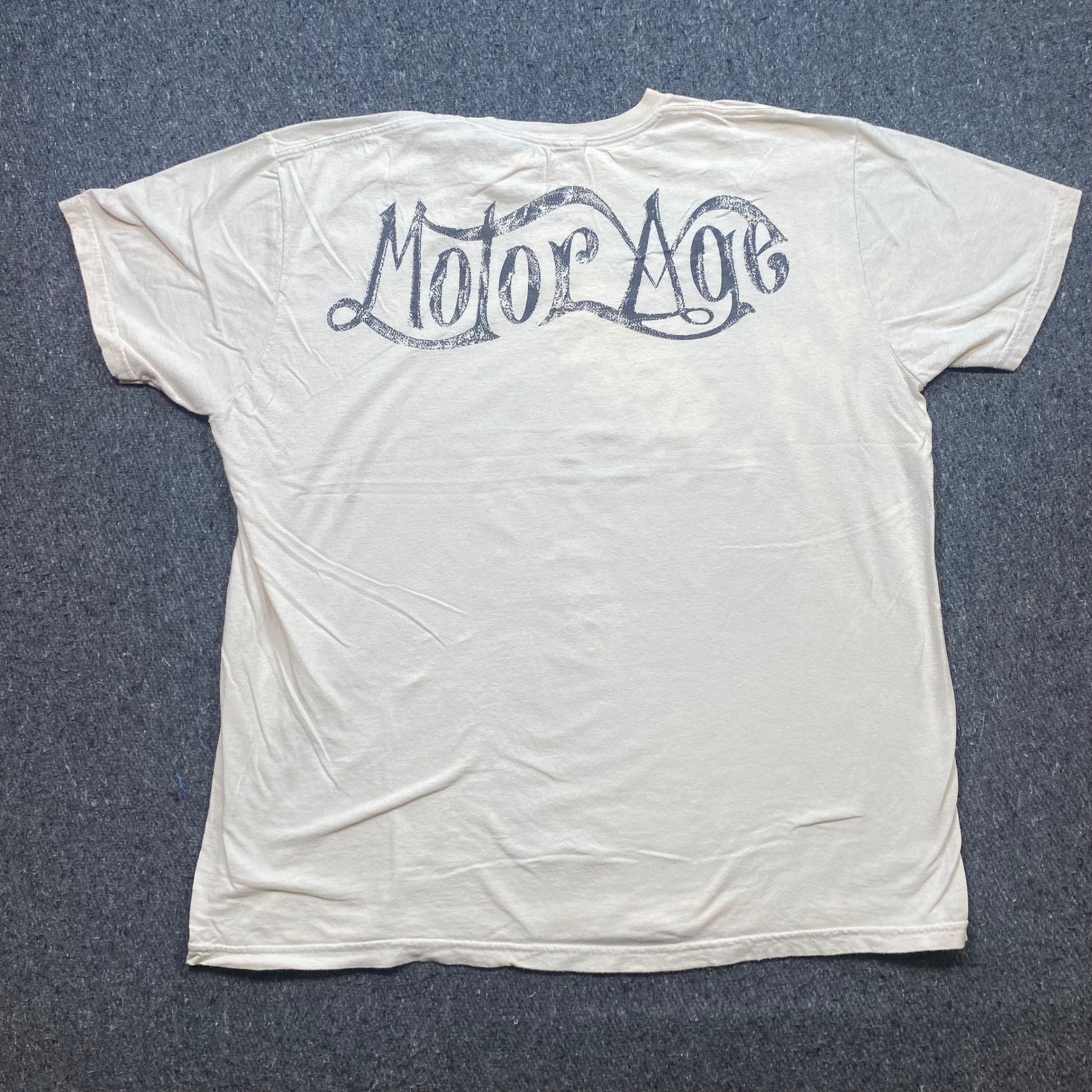 Motor Age Speedway Motorcycle Graphic TShirt Sz XXL Mens Cream Biker Retro 1931
