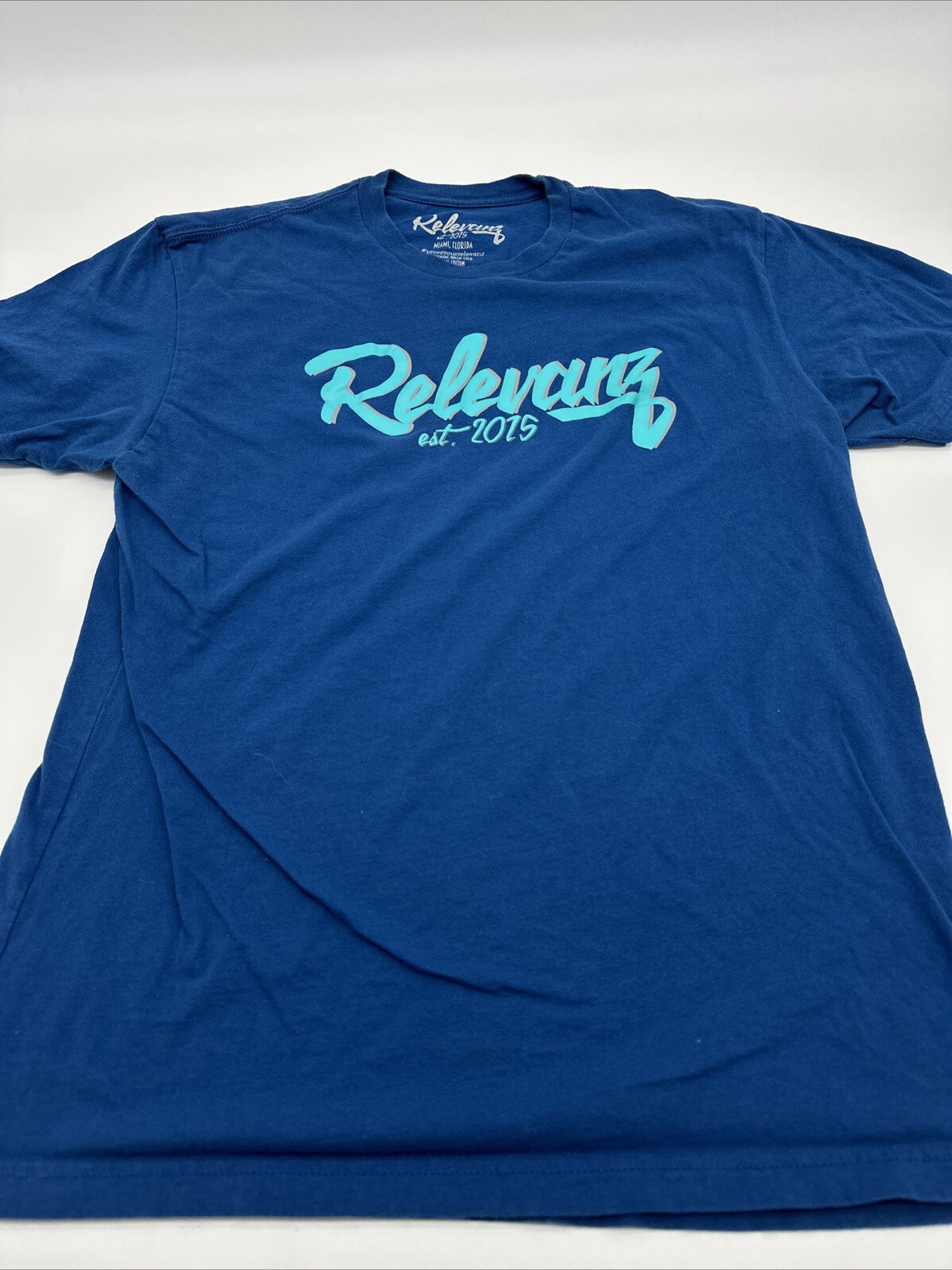 Relevanz T-Shirt Men Small Blue Spell Out Logo..#12640
