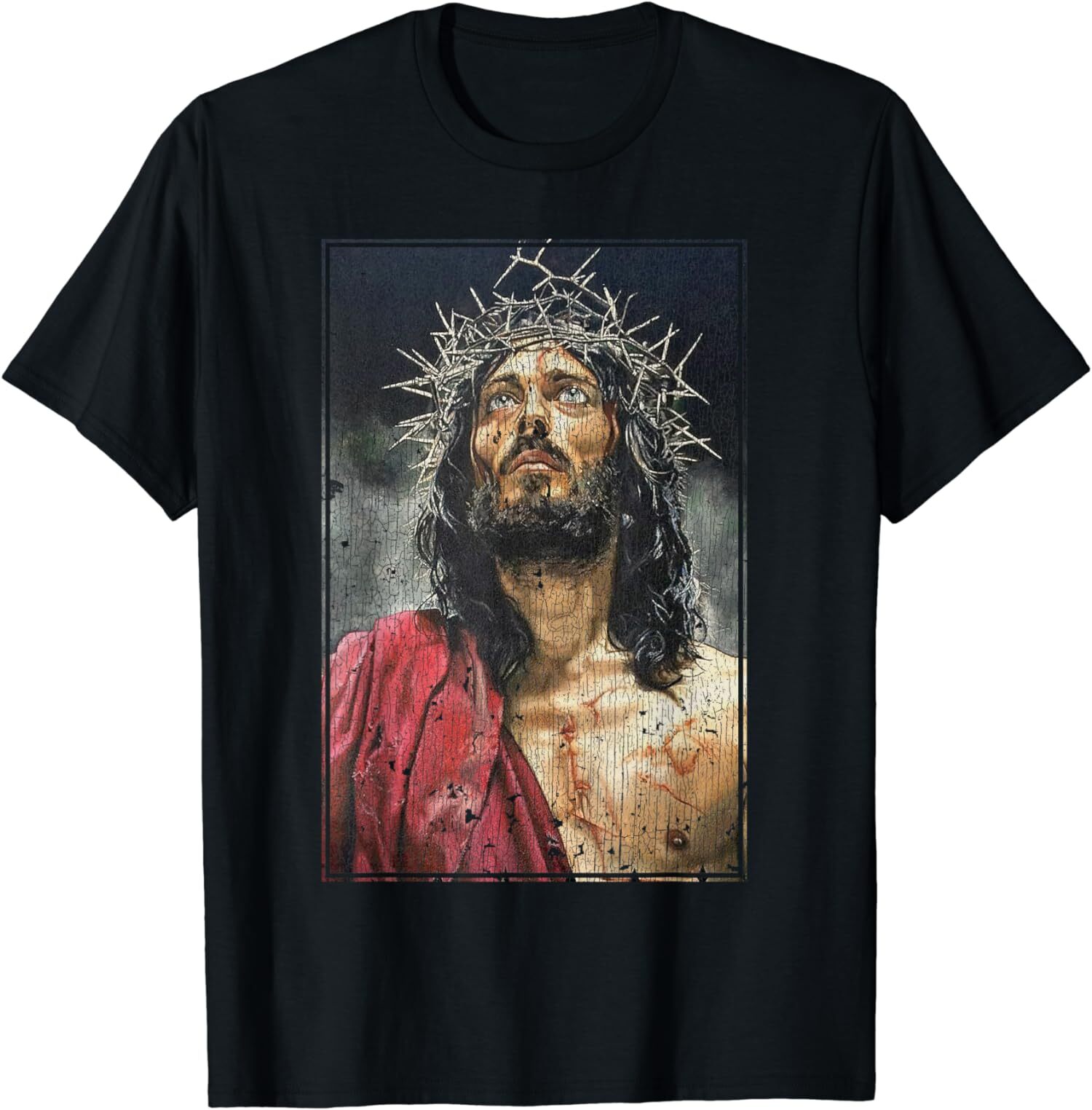 NEW LIMITED Vintage Face Of Jesus On A Cross With Crown Of Thorns T-Shirt