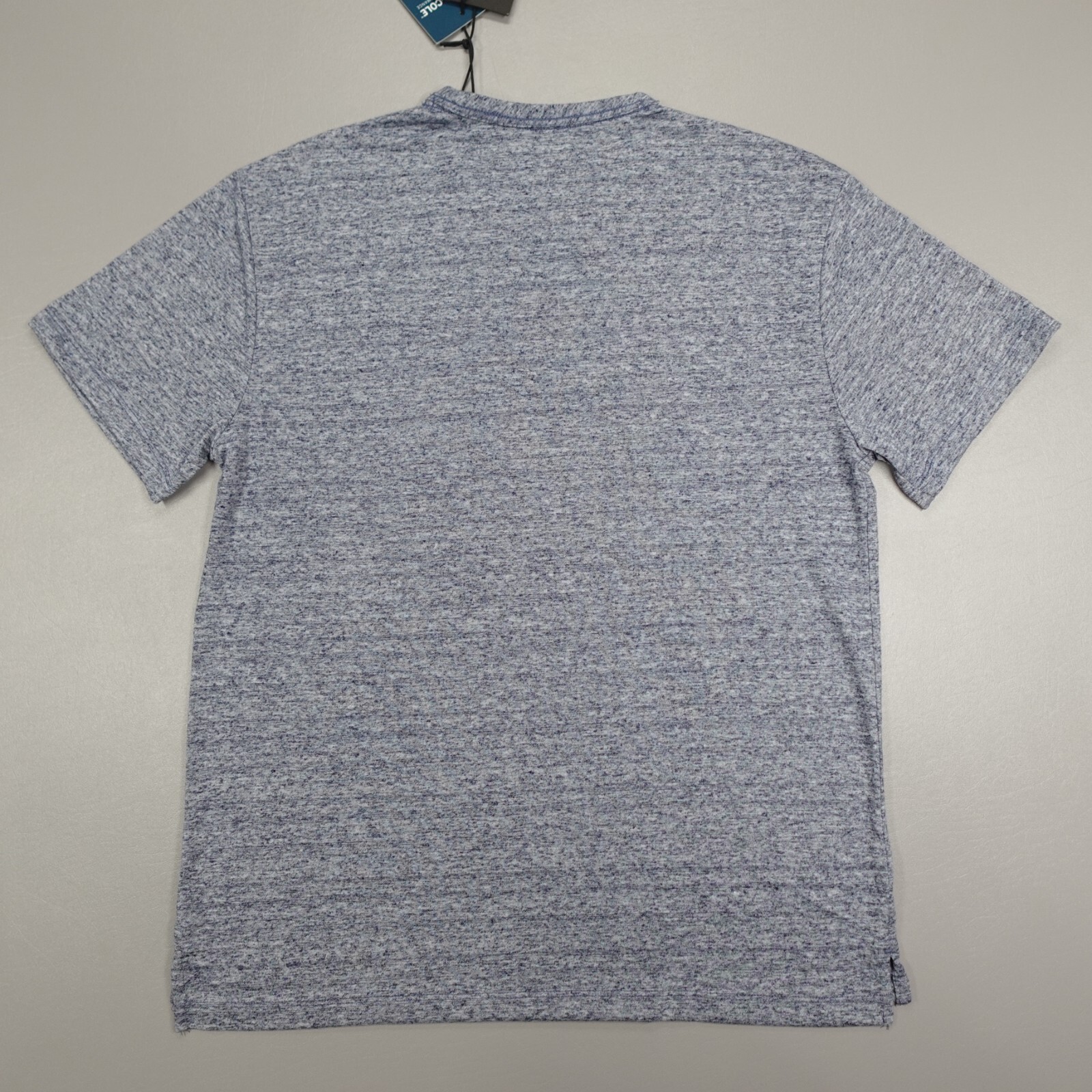 Kenneth Cole The Linen Knit Crew Neck Shirt S/S Lightweight Stretch Navy