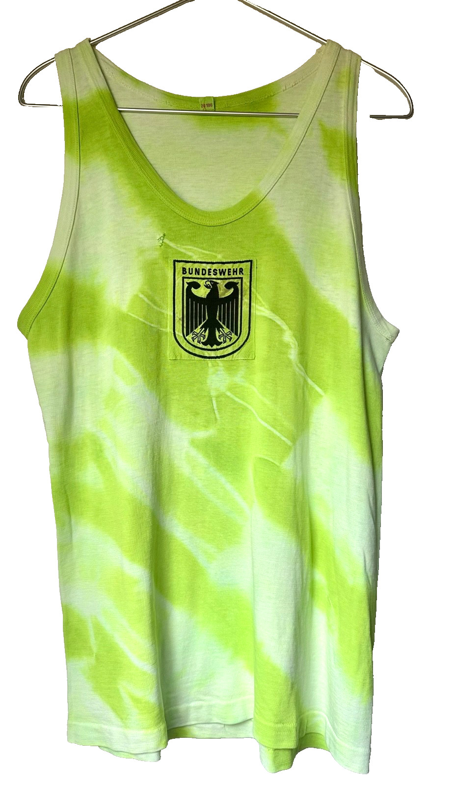 Vintage BUNDESWEHR Tank Top, Lime Green, Men’s Small/ Medium, Women’s Large