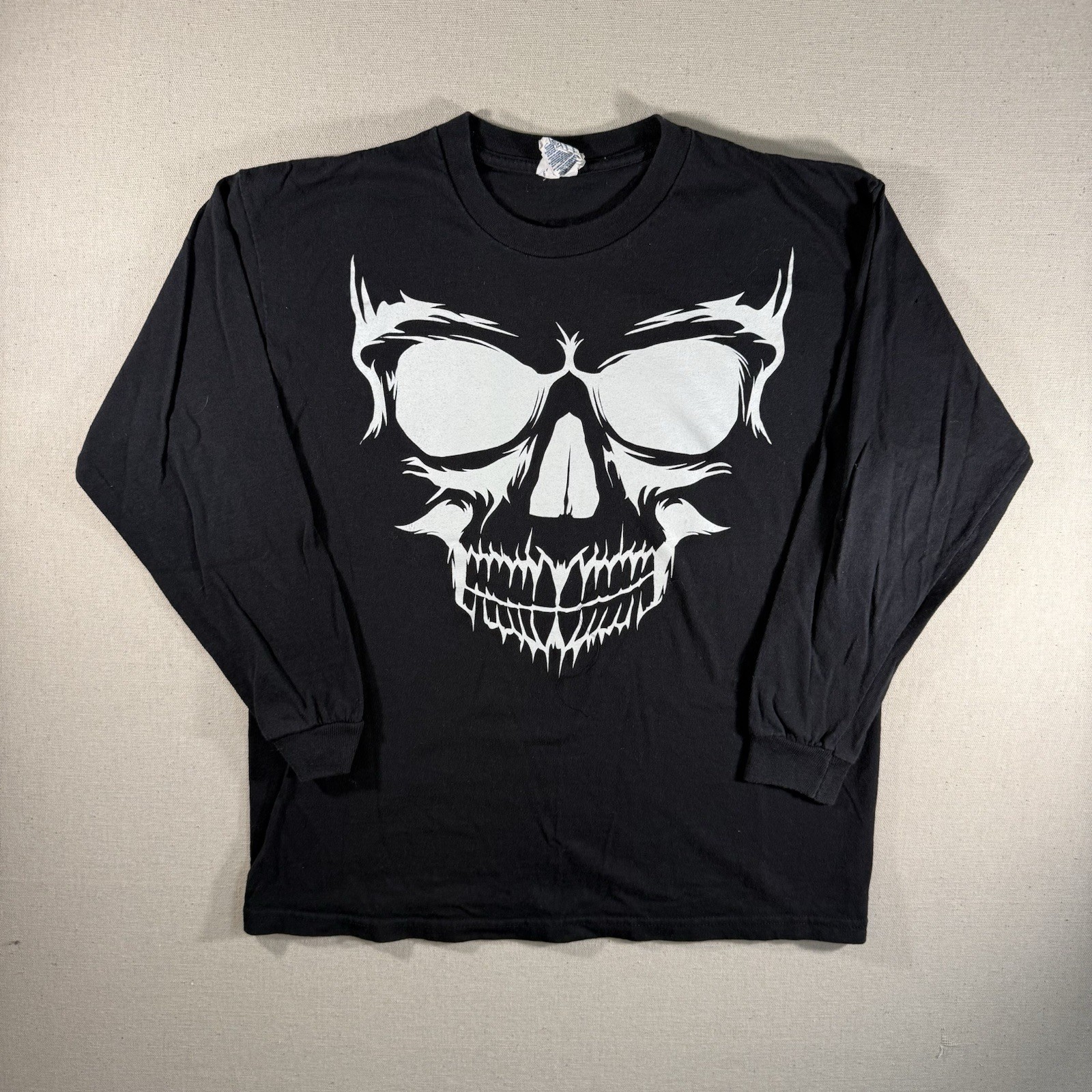 Delta Pro Weight Black Long Sleeve Skull Y2K Vintage Size XL 2000s