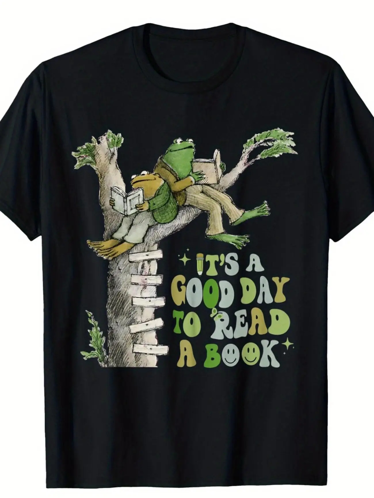 Men’s “It’s A Good Day to Read a Book” Retro Frog & Toad Graphic T-Shirt – 100%