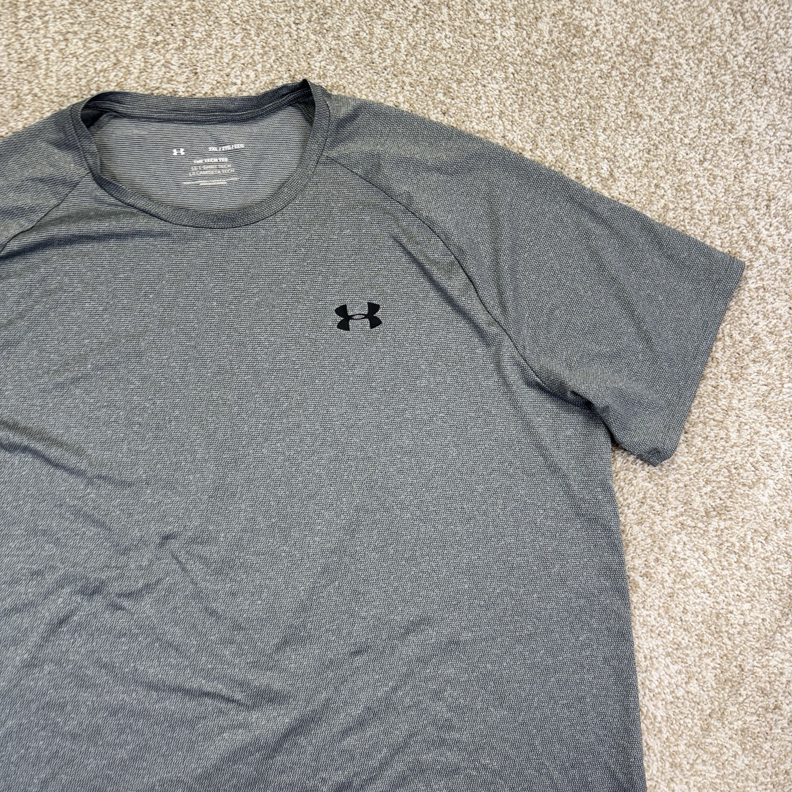 Under Armour The Tech Tee Shirt Mens 2XL XXL Gray Short Sleeve Raglan 1345317