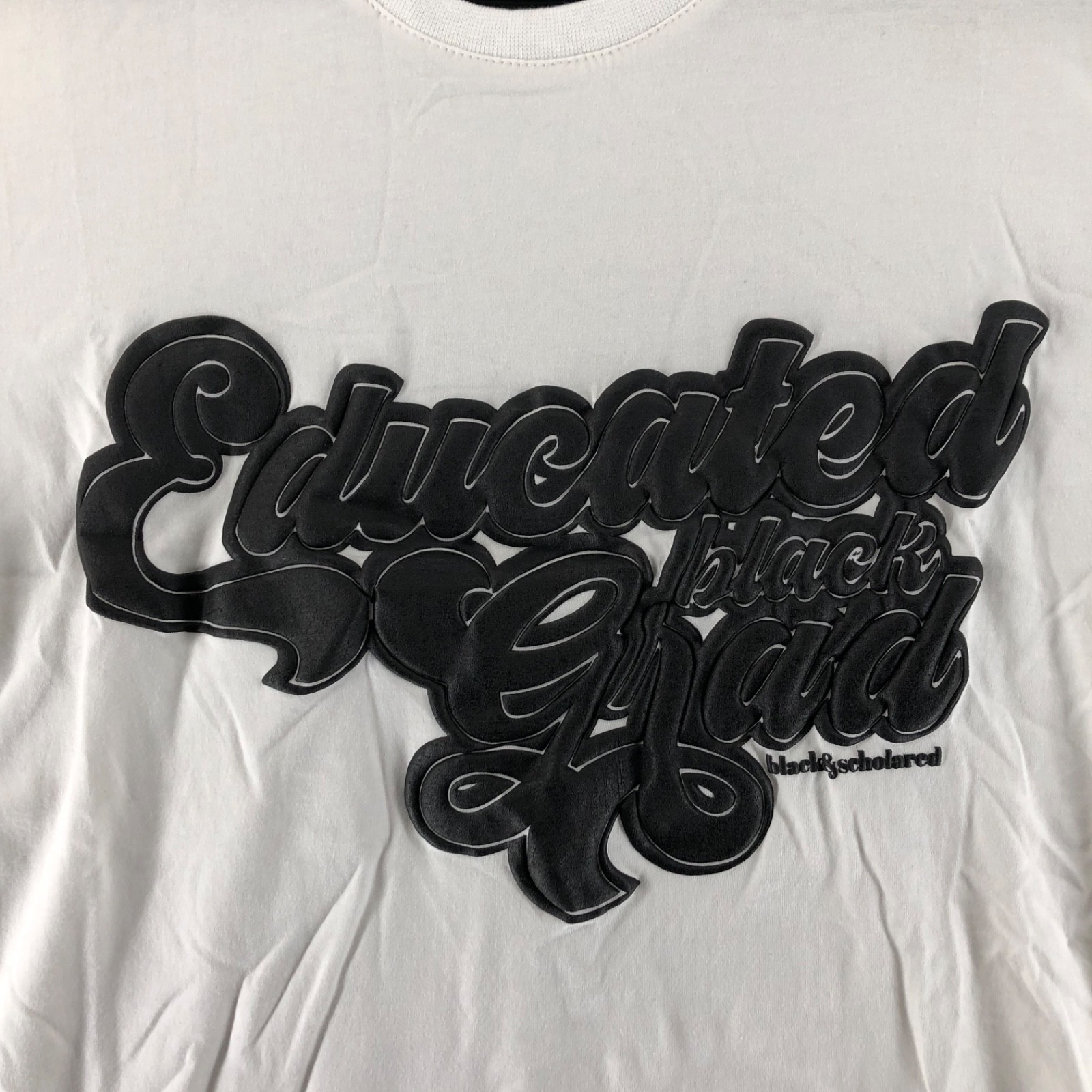 Black & Scholared Men’s Size S Shirt Black and White Educated Black Grad